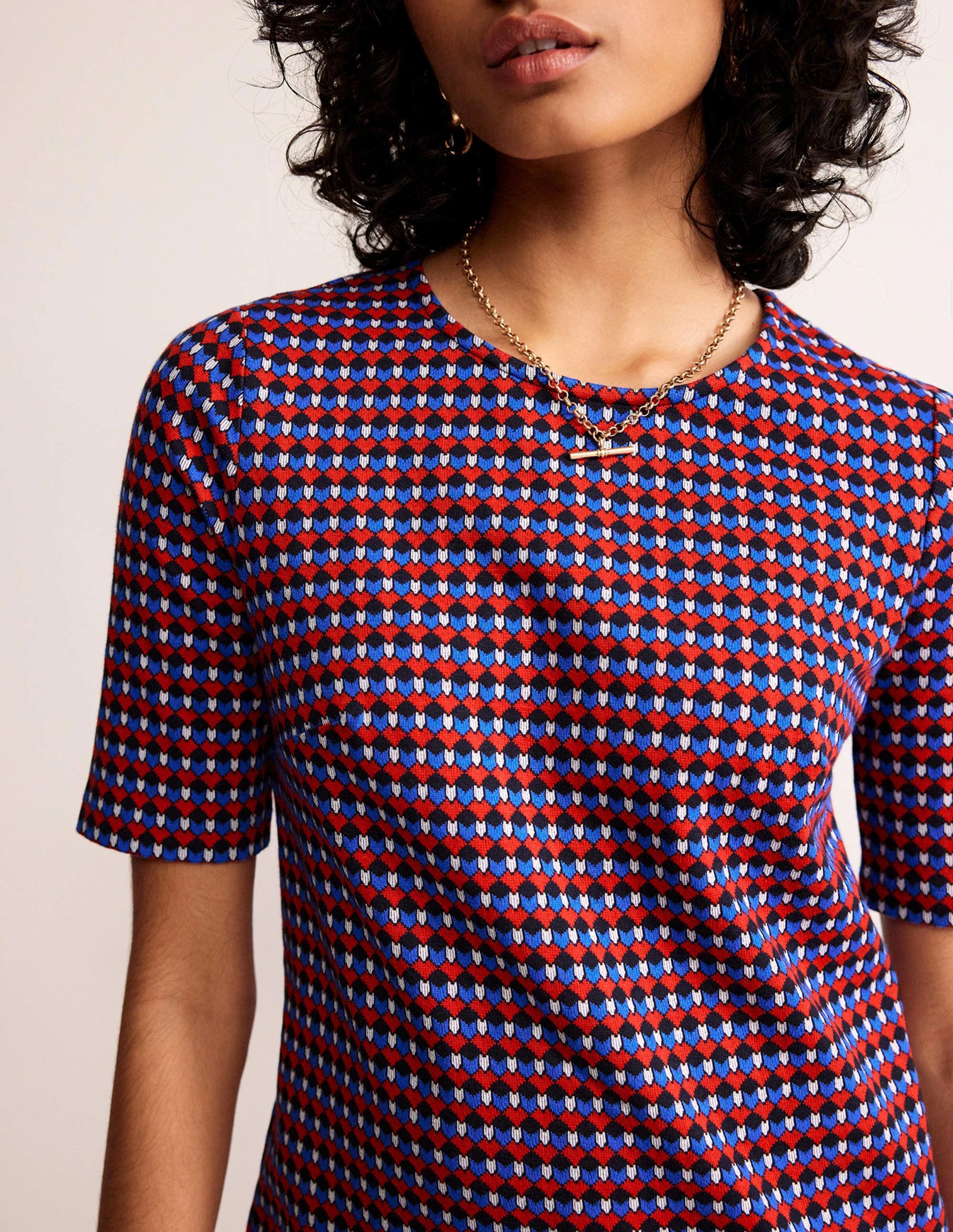 Ivy Kleid aus Jacquard-Jersey-Salsa, Terrasse Geo - Image 2