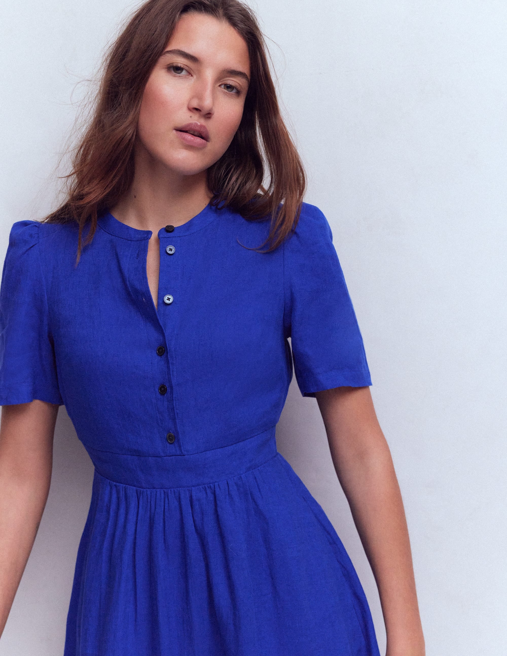 Ivy Midikleid aus Leinen-Leuchtendes Blau - Image 3