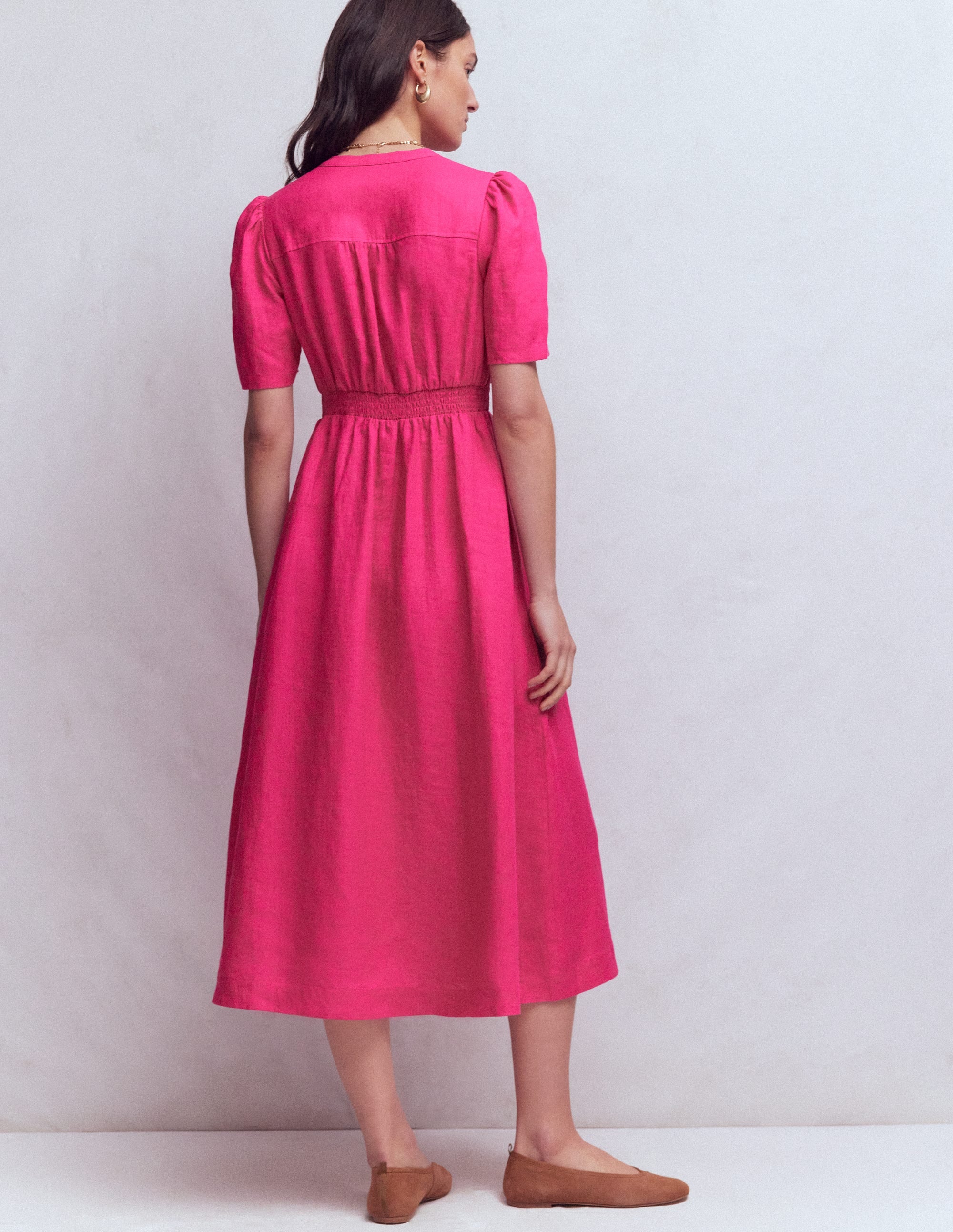 Ivy Midikleid aus Leinen-Rosarot - Image 3
