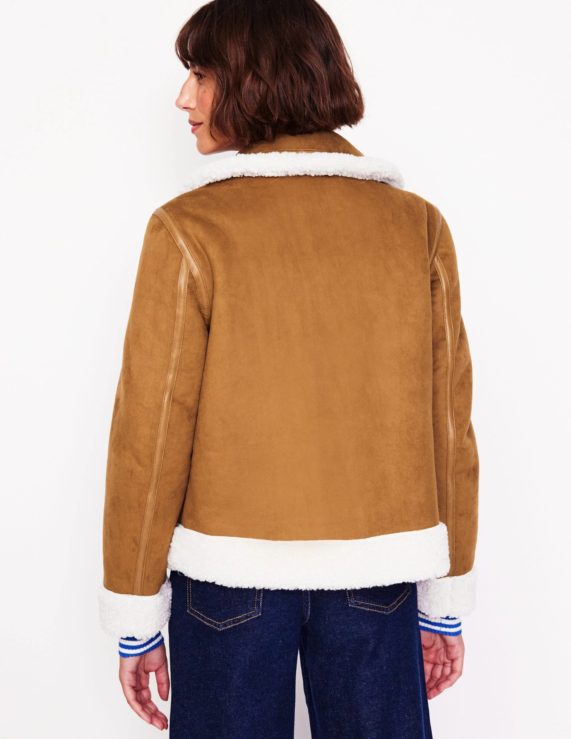 Jacke aus Lammfellimitat-Braun - Image 3