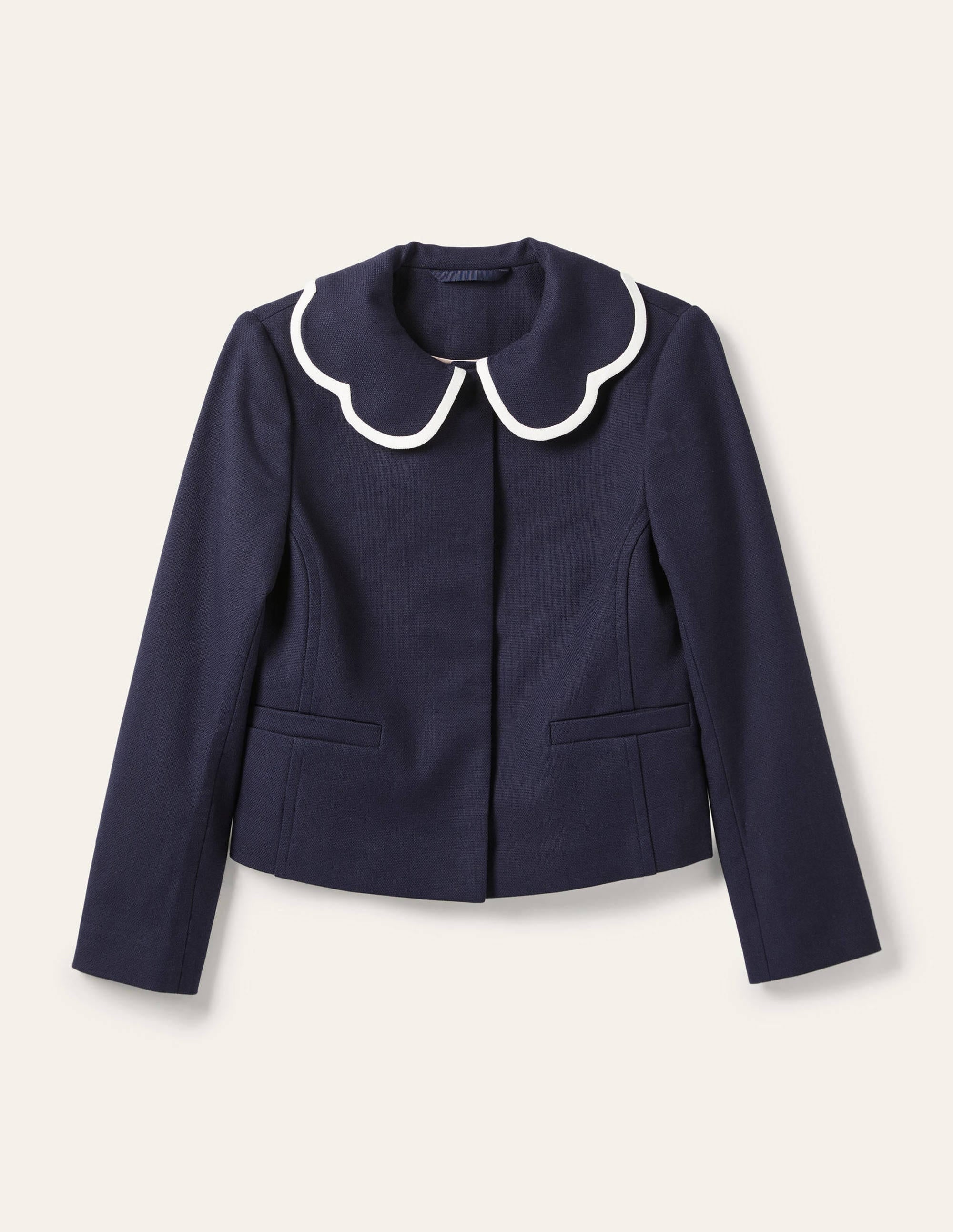Jacke mit Muschelsaum-Kragen-Marineblau - Image 5