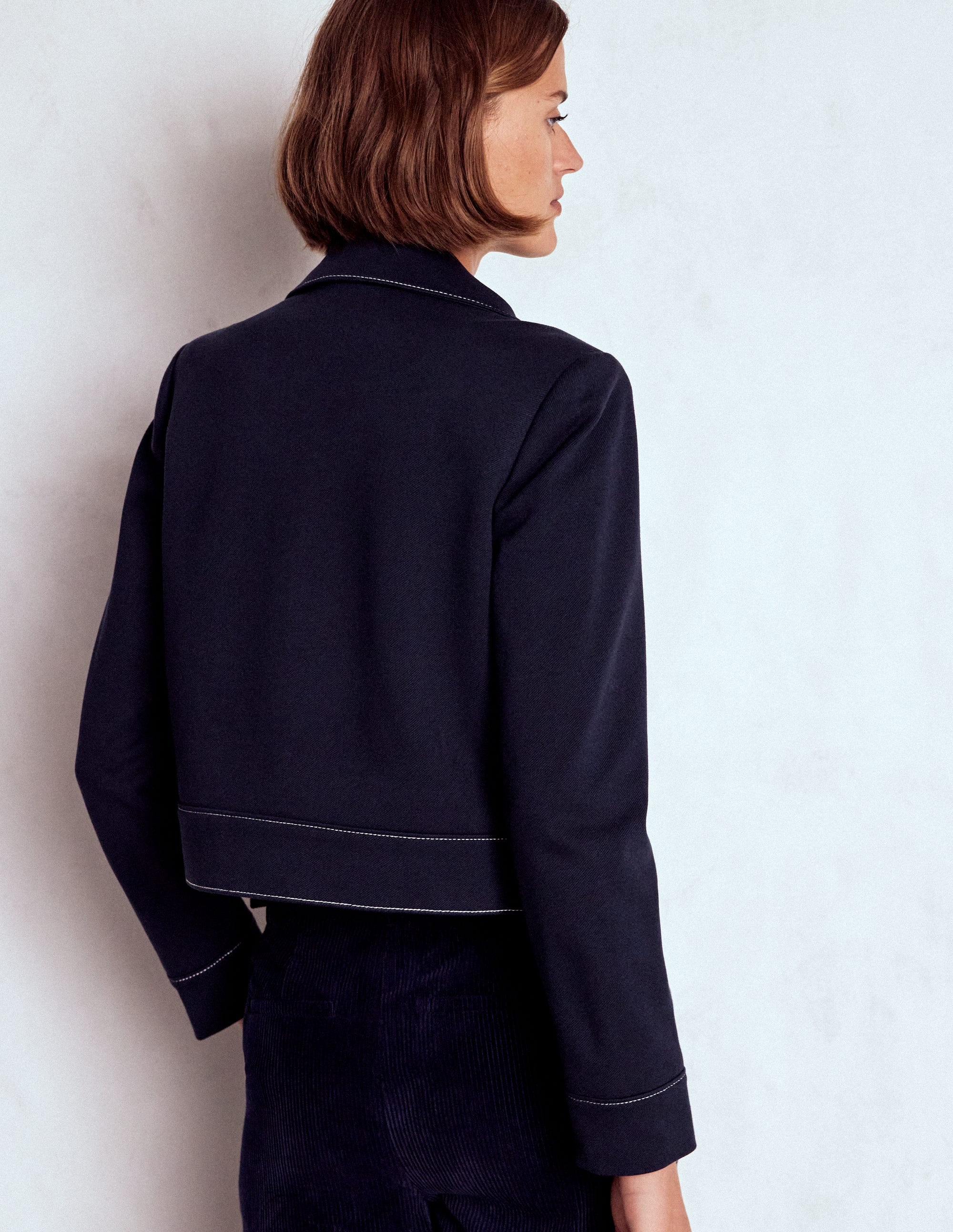 Jacke mit Reißverschluss und aufgesetzten Taschen-Marineblau - Image 3