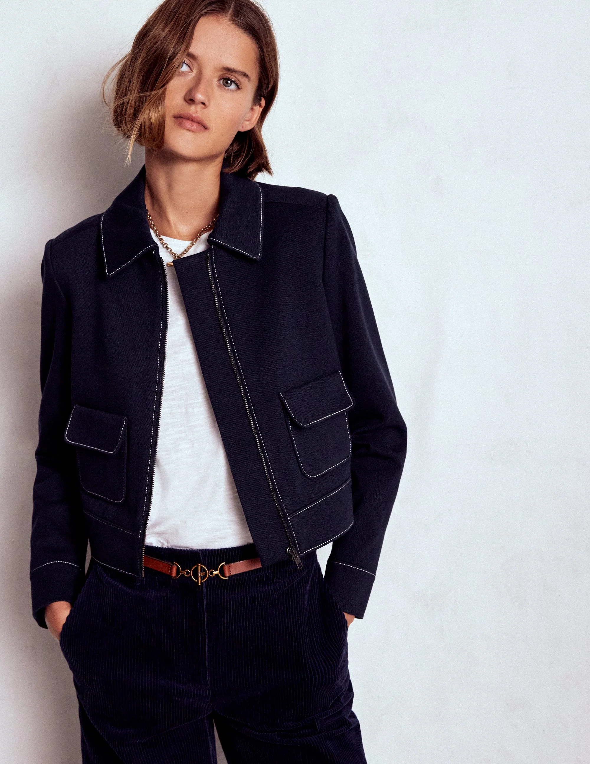 Jacke mit Reißverschluss und aufgesetzten Taschen-Marineblau - Image 5