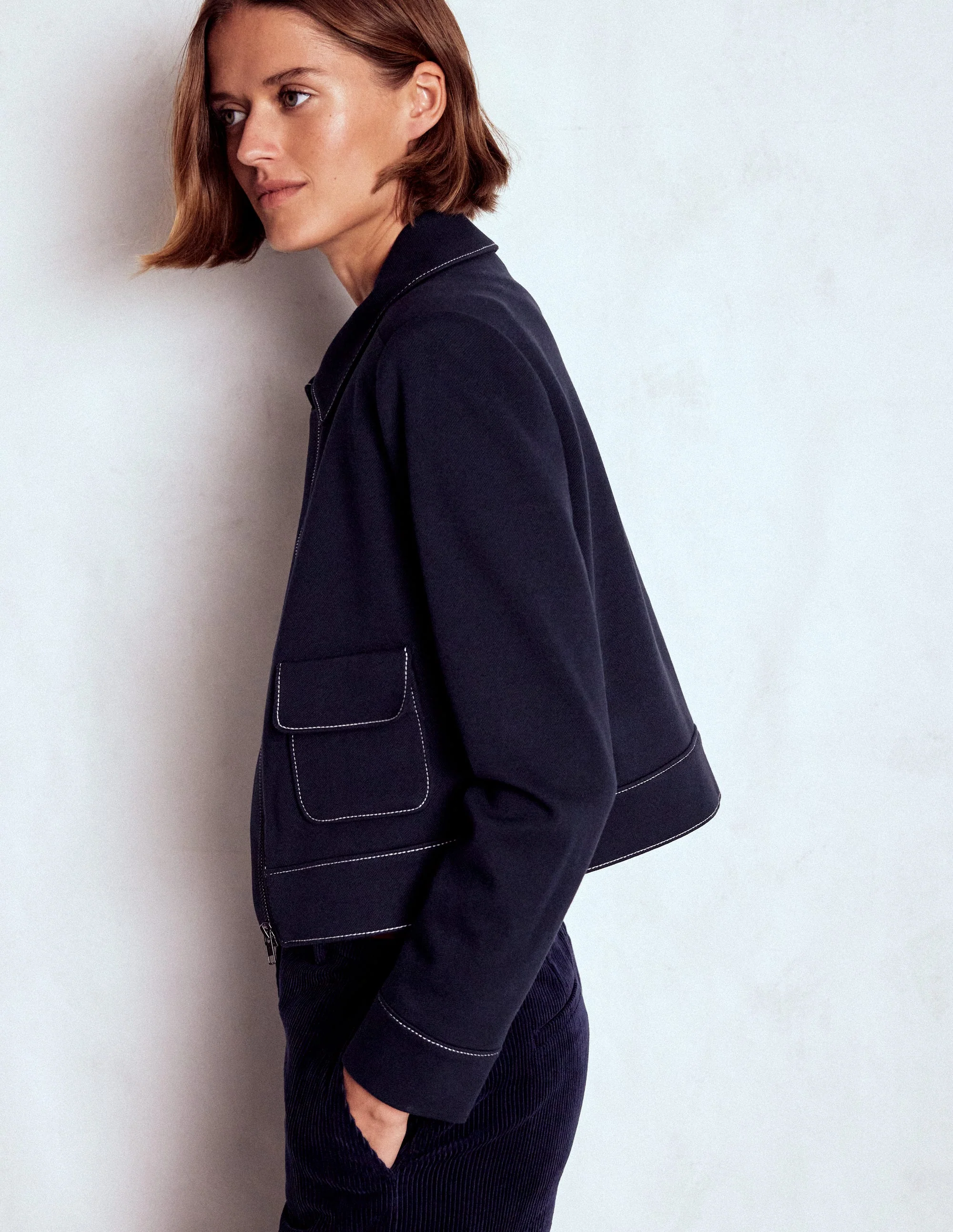 Jacke mit Reißverschluss und aufgesetzten Taschen-Marineblau - Image 6