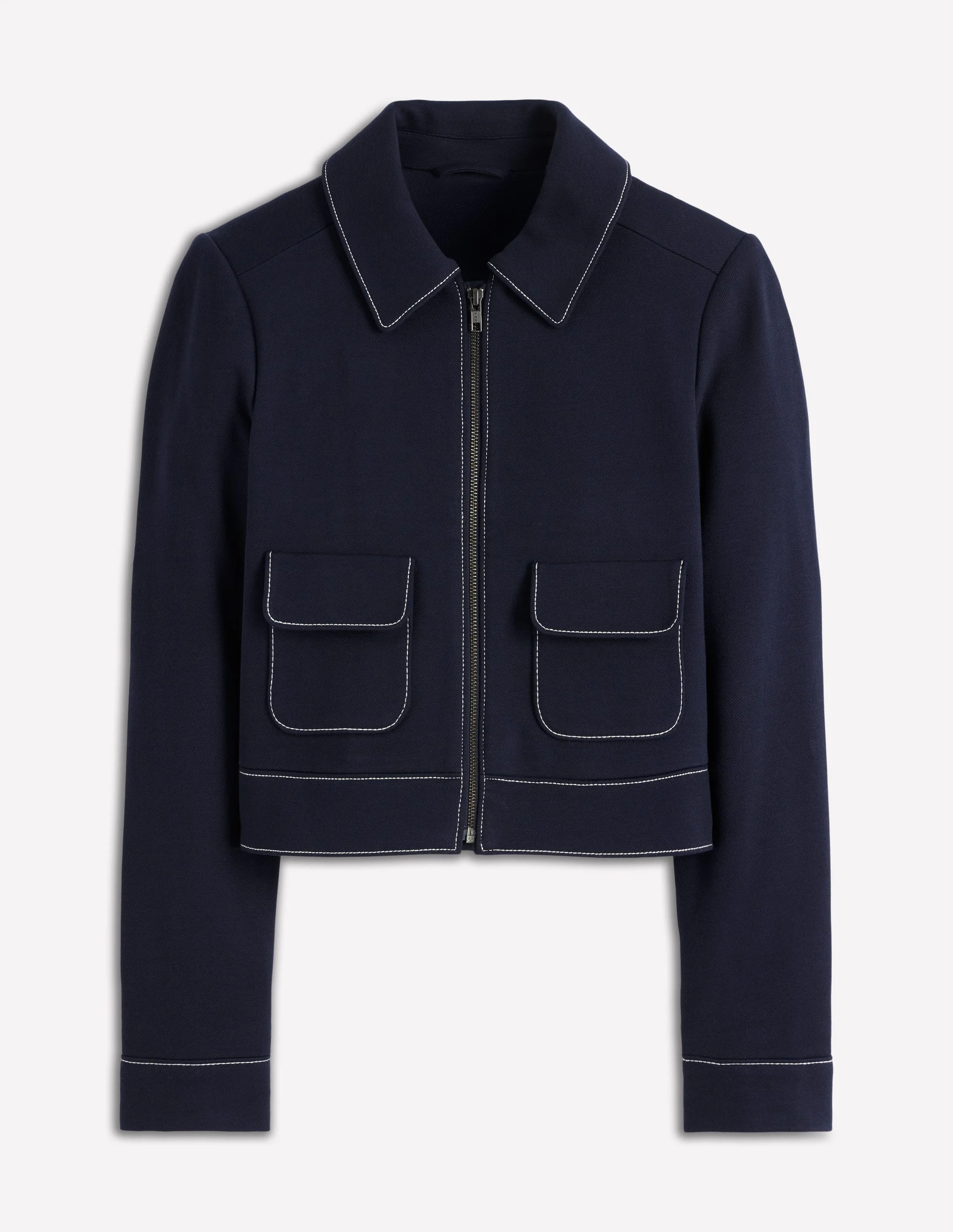Jacke mit Reißverschluss und aufgesetzten Taschen-Marineblau - Image 8