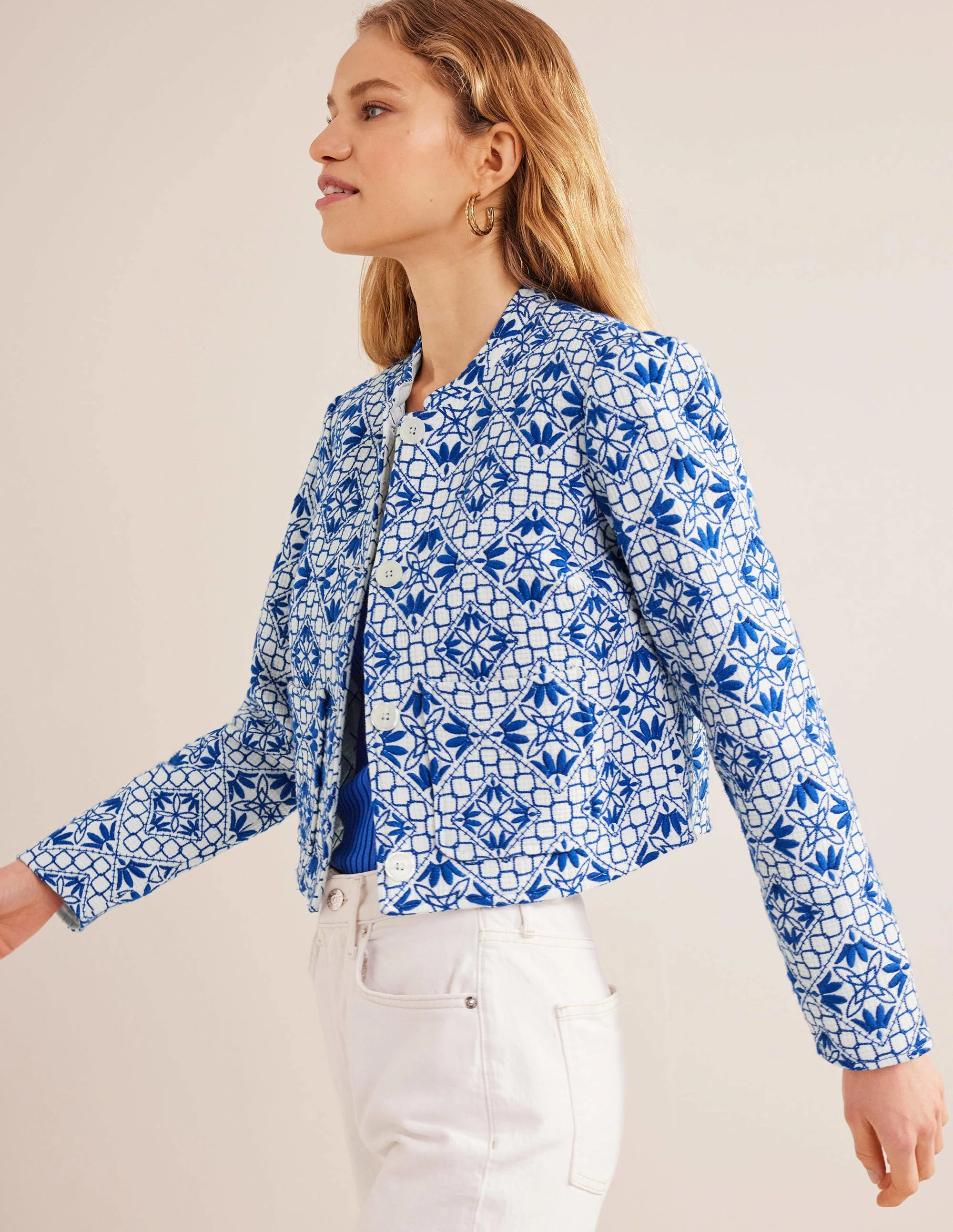 Jacke mit Stickerei-Blau, Stickerei - Image 4