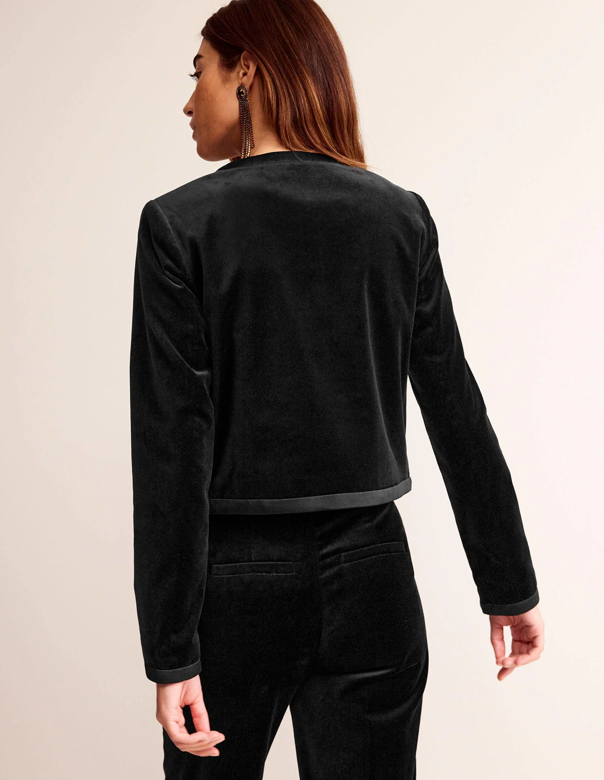 Jacke ohne Kragen mit Schleifen-Schwarz - Image 3
