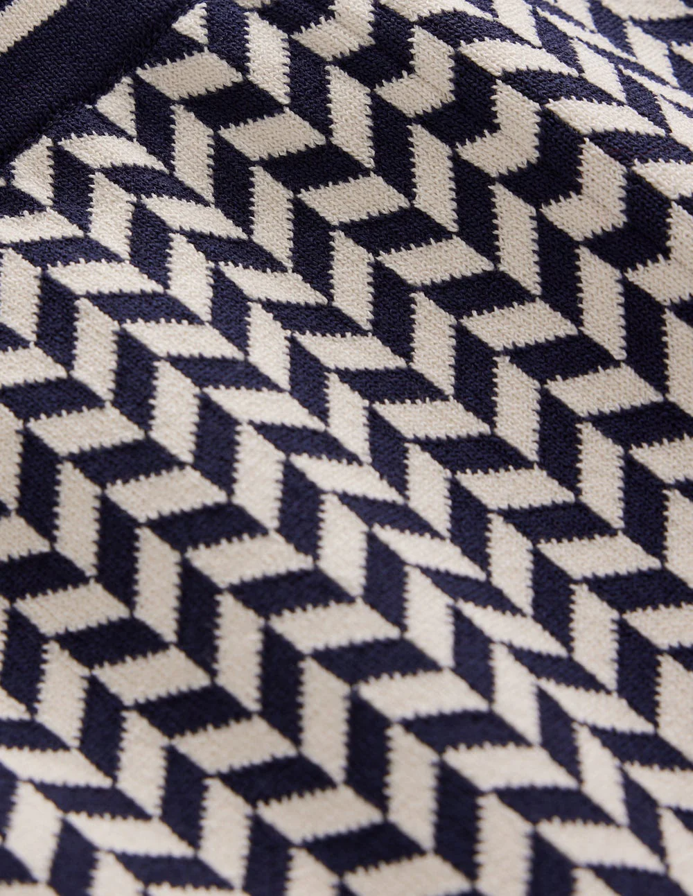 Jacquard-Strickhose-Geo Marineblau und Naturweiß Jacquard - Image 6