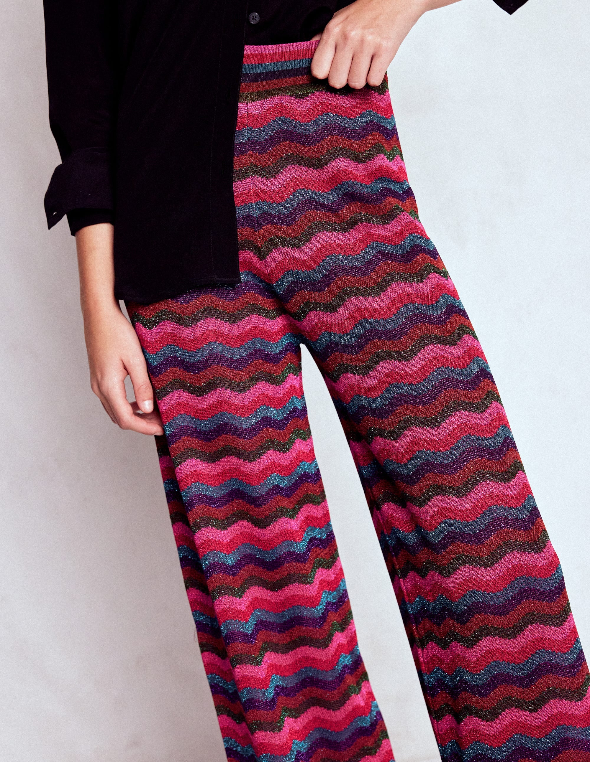 Jacquard-Strickhose-Juwelenfarbene Metallic-Wellen - Image 2