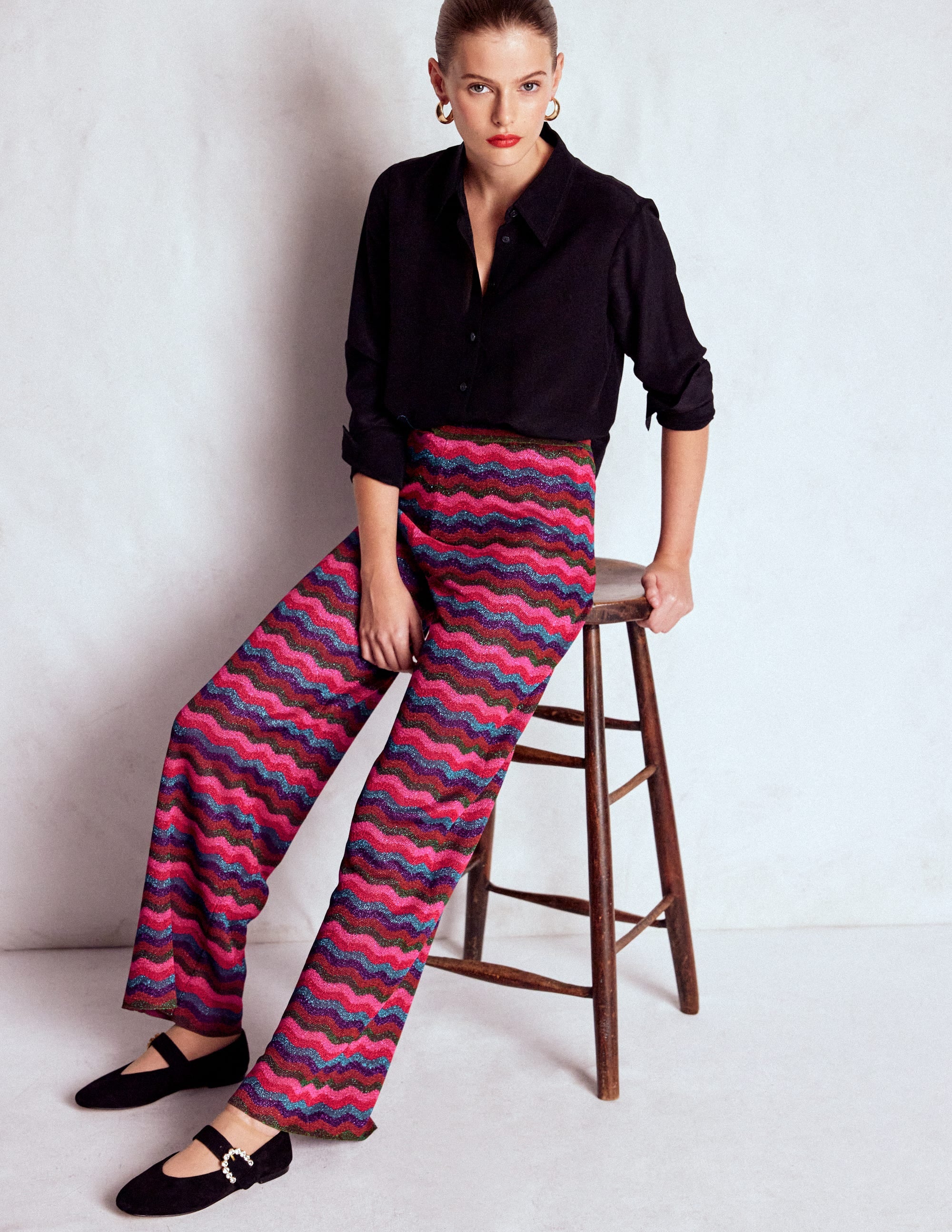 Jacquard-Strickhose-Juwelenfarbene Metallic-Wellen - Image 5