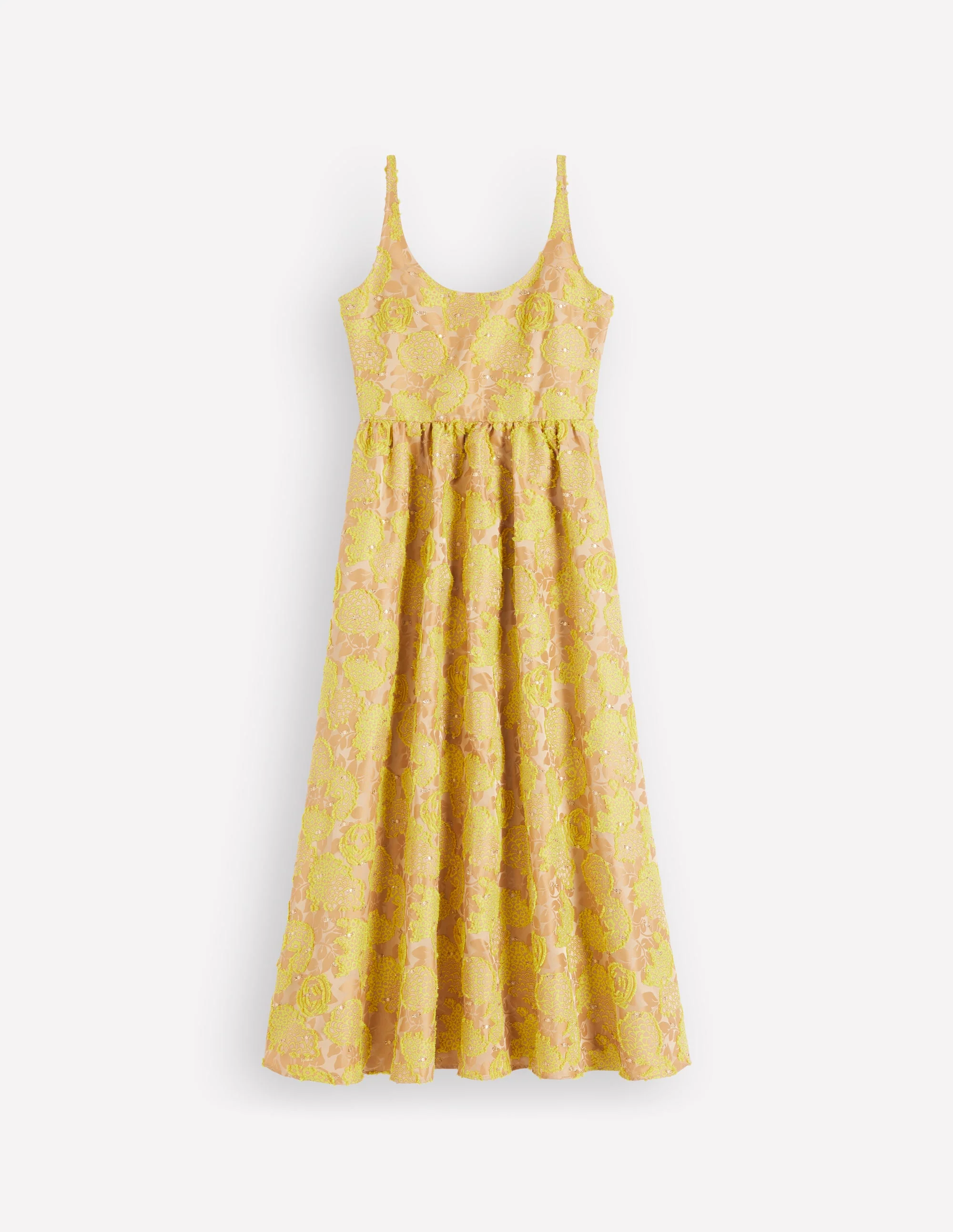 Jacquardkleid mit tiefem Rundhalsausschnitt-Gelb Jacquard - Image 9