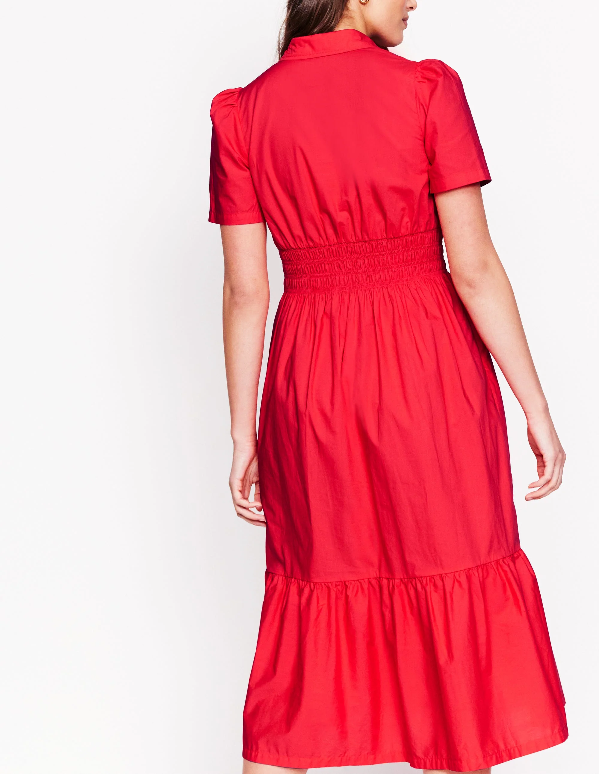 Jane Gesmoktes Hemdblusenkleid-Erbeerkuchenrot - Image 3