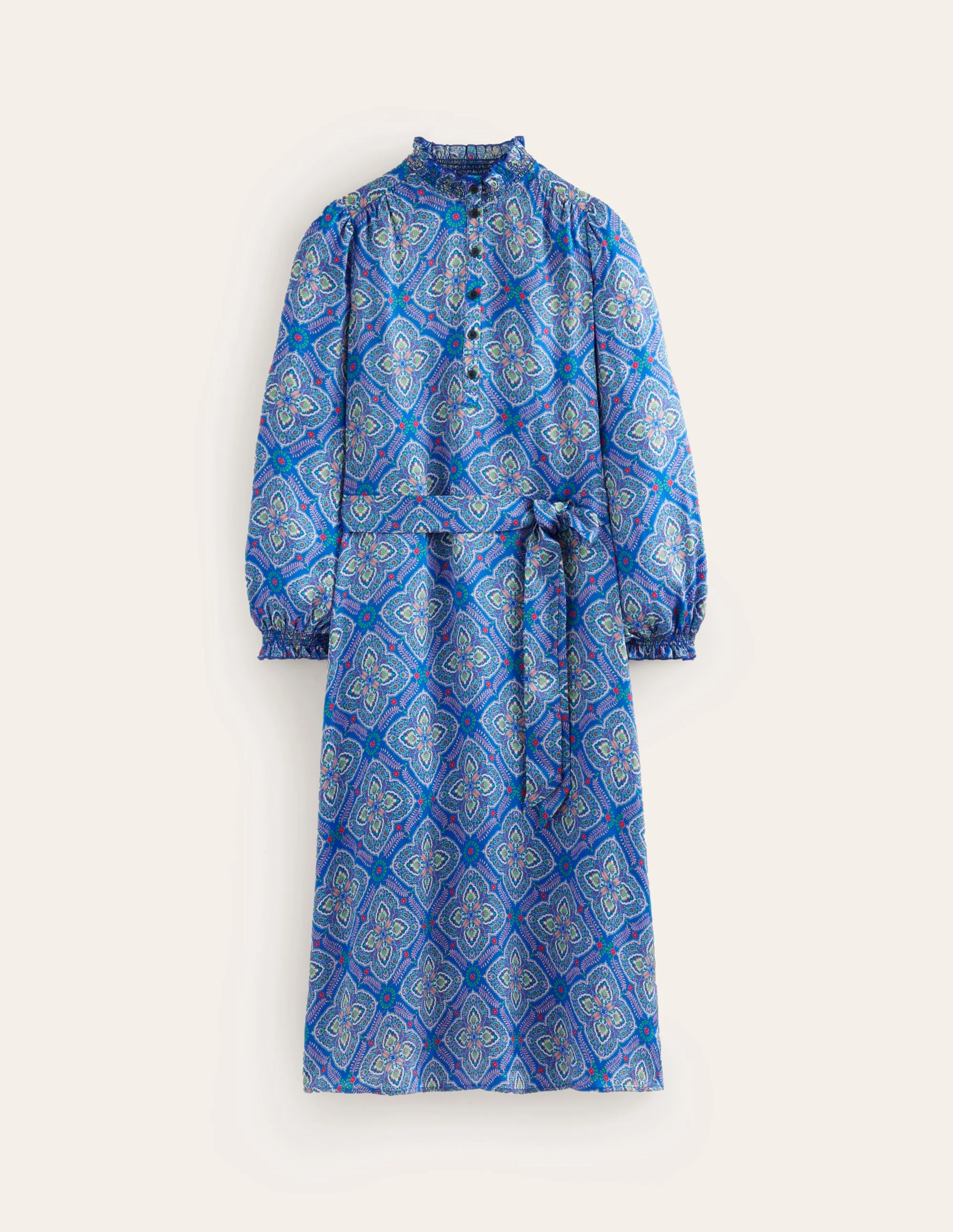 Jasmine Midikleid aus Satin-Directoire-Blau, Ziermosaik - Image 7