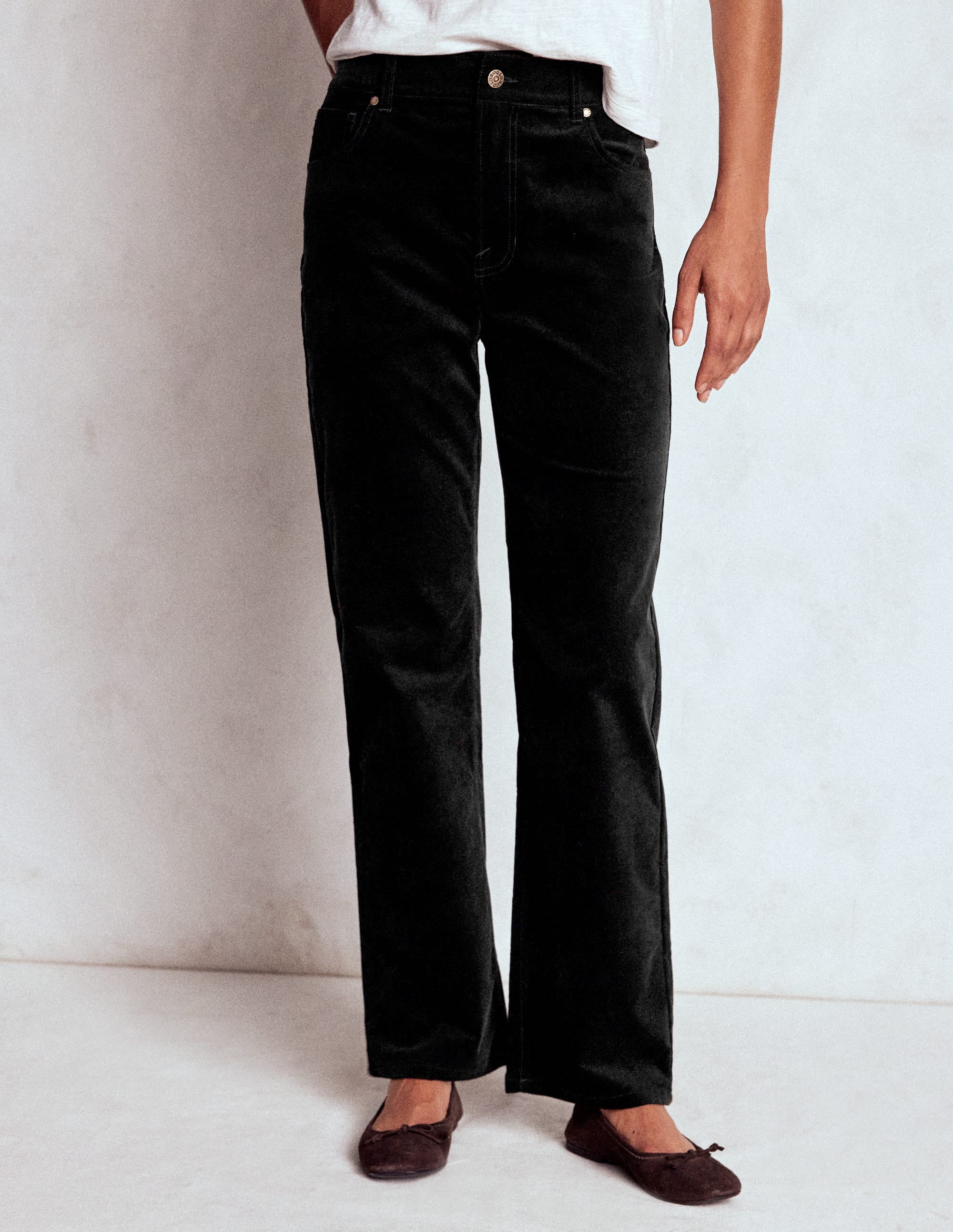 Jeans aus Veloursamt mit geradem Bein-Schwarz - Image 5