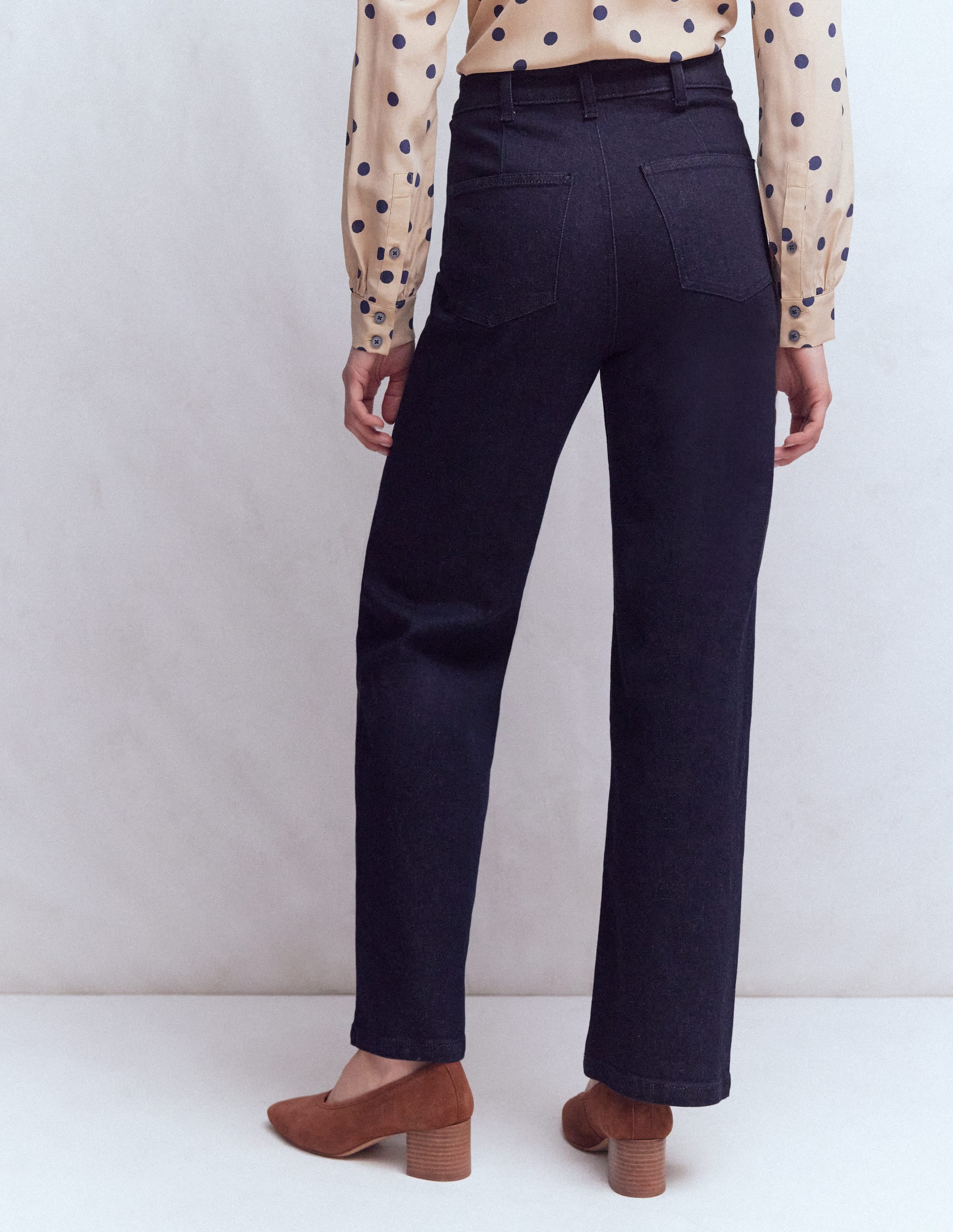 Jeans mit Biesen und geradem, weitem Bein-Indigo Waschung - Image 3
