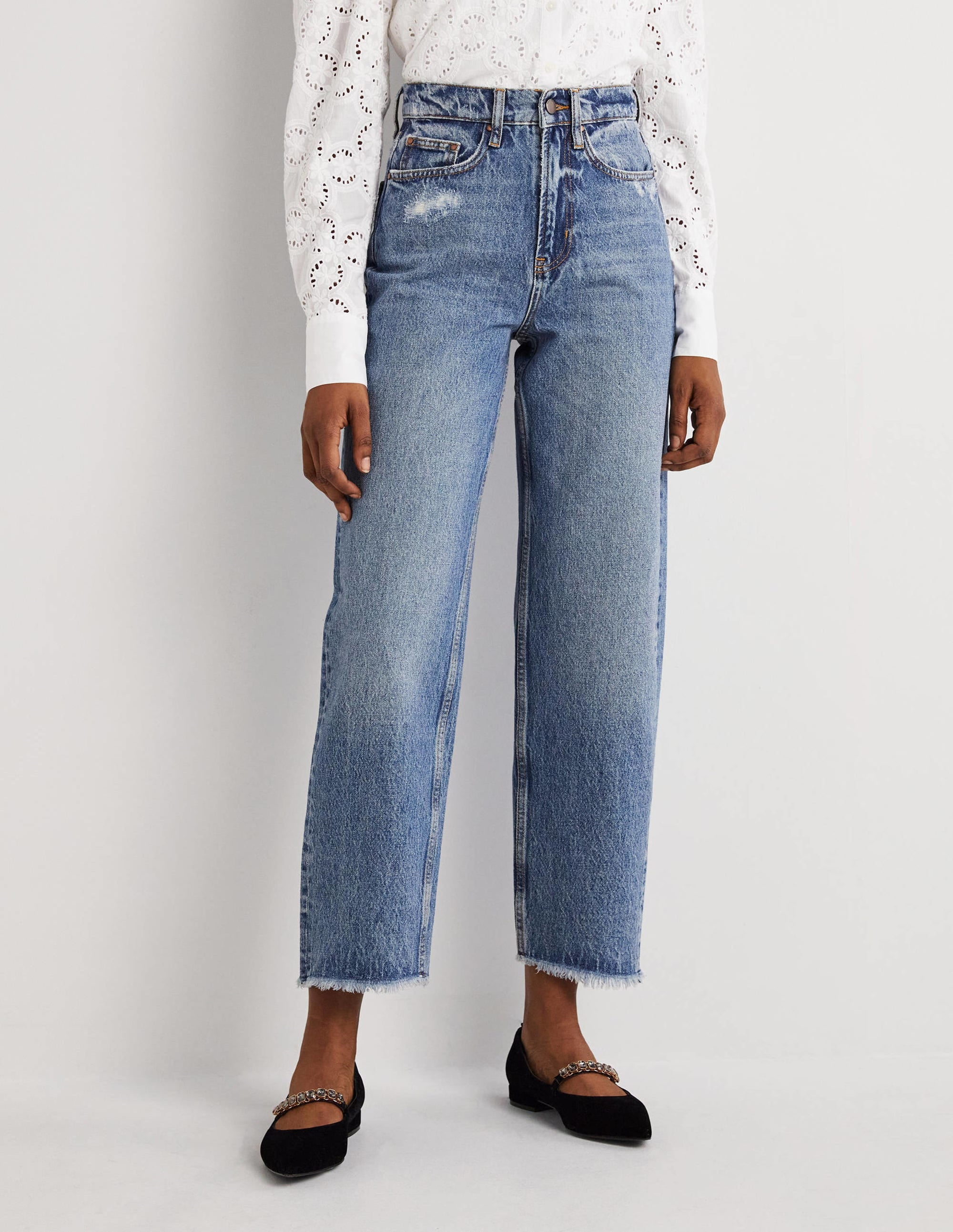 Jeans mit geradem Bein aus festem Denimstoff-Mittleres Vintageblau - Image 3