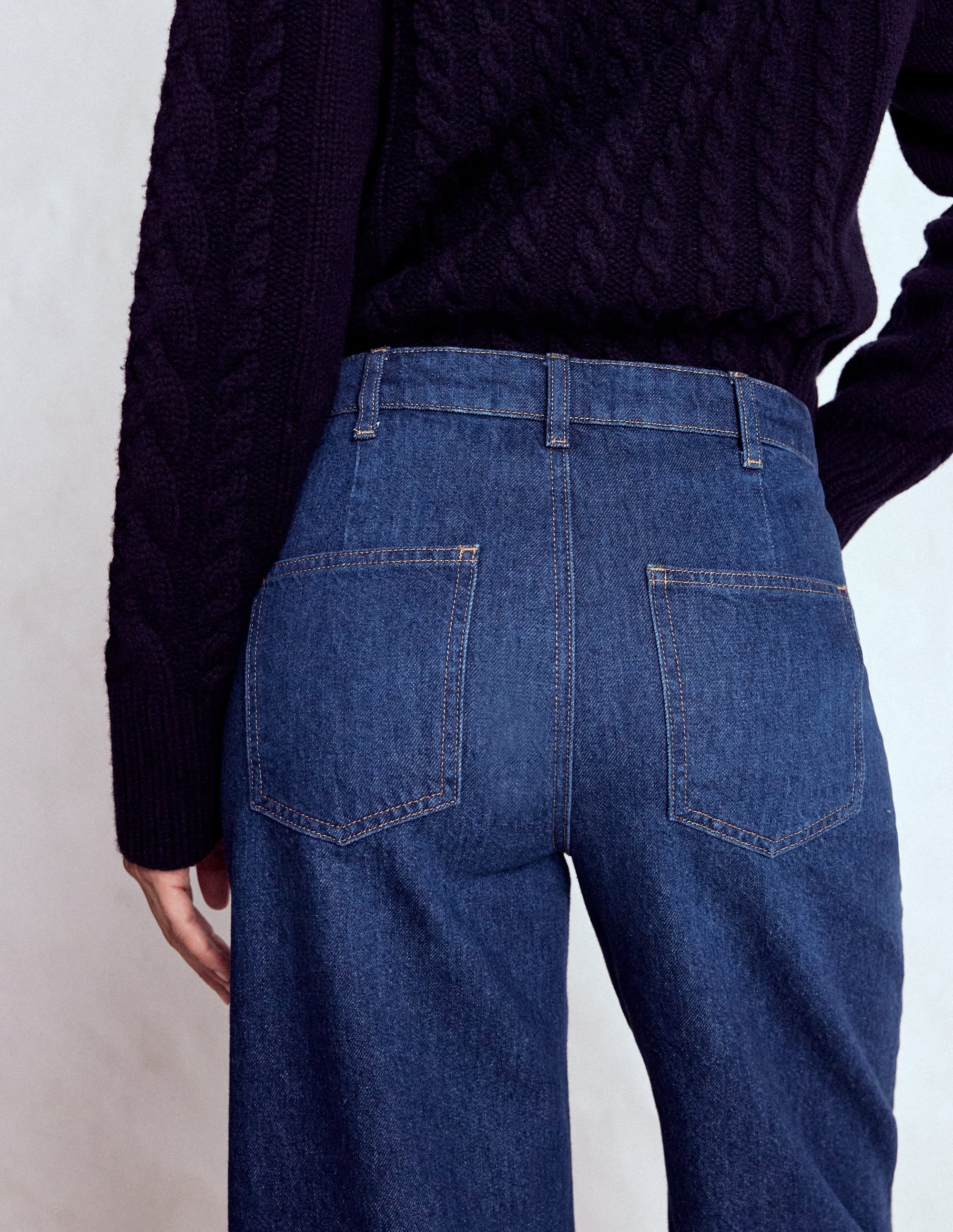 Jeans mit geradem Bein und sichtbarer Knopfleiste-Indigo - Image 2