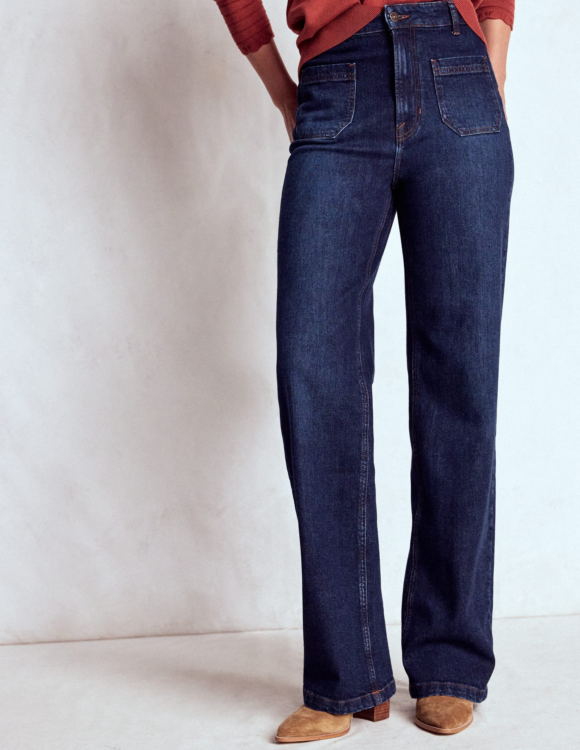 Jeans mit geradem Bein und Tasche-Dunkles Vintageblau