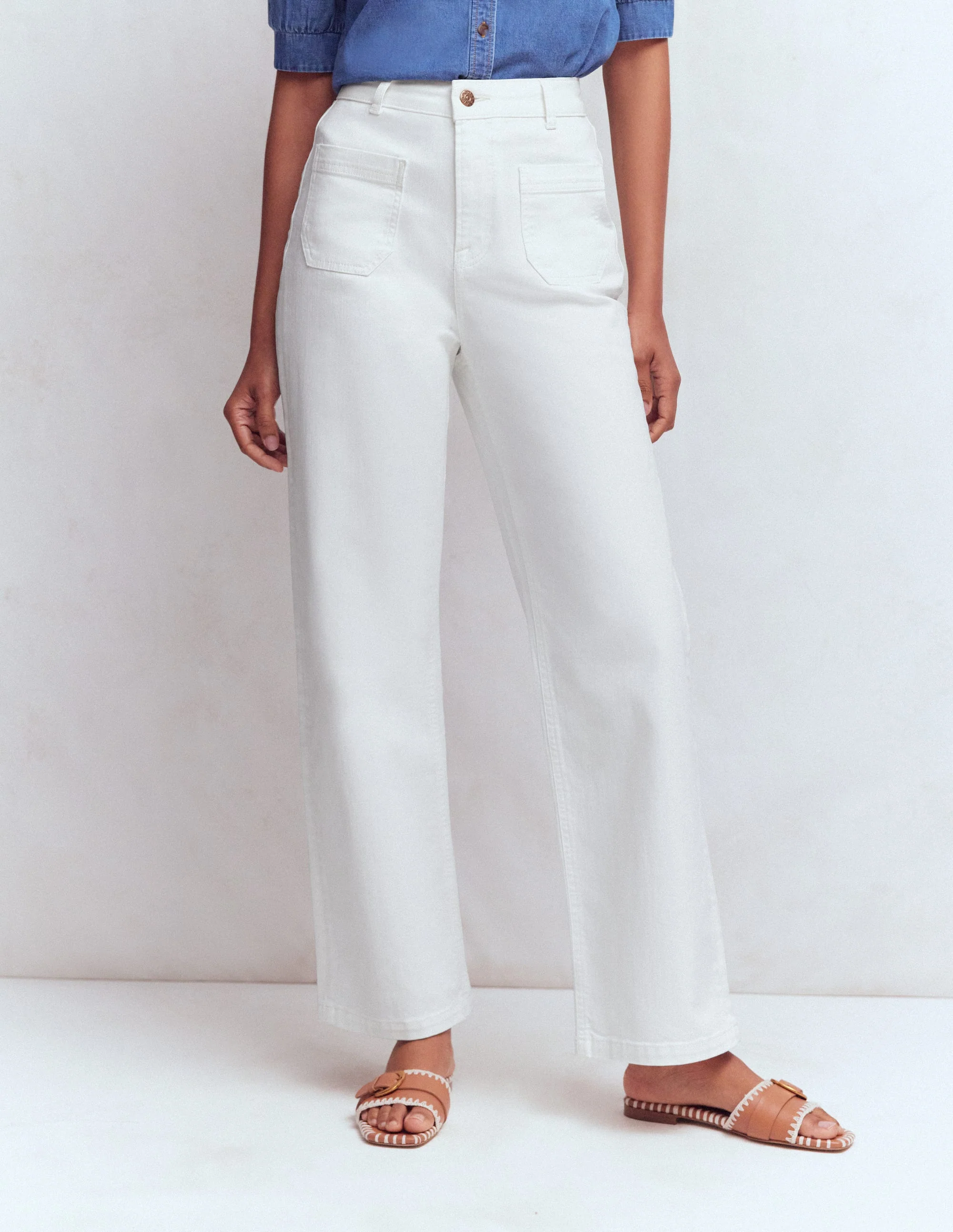 Jeans mit geradem Bein und Tasche-Weiß - Image 4