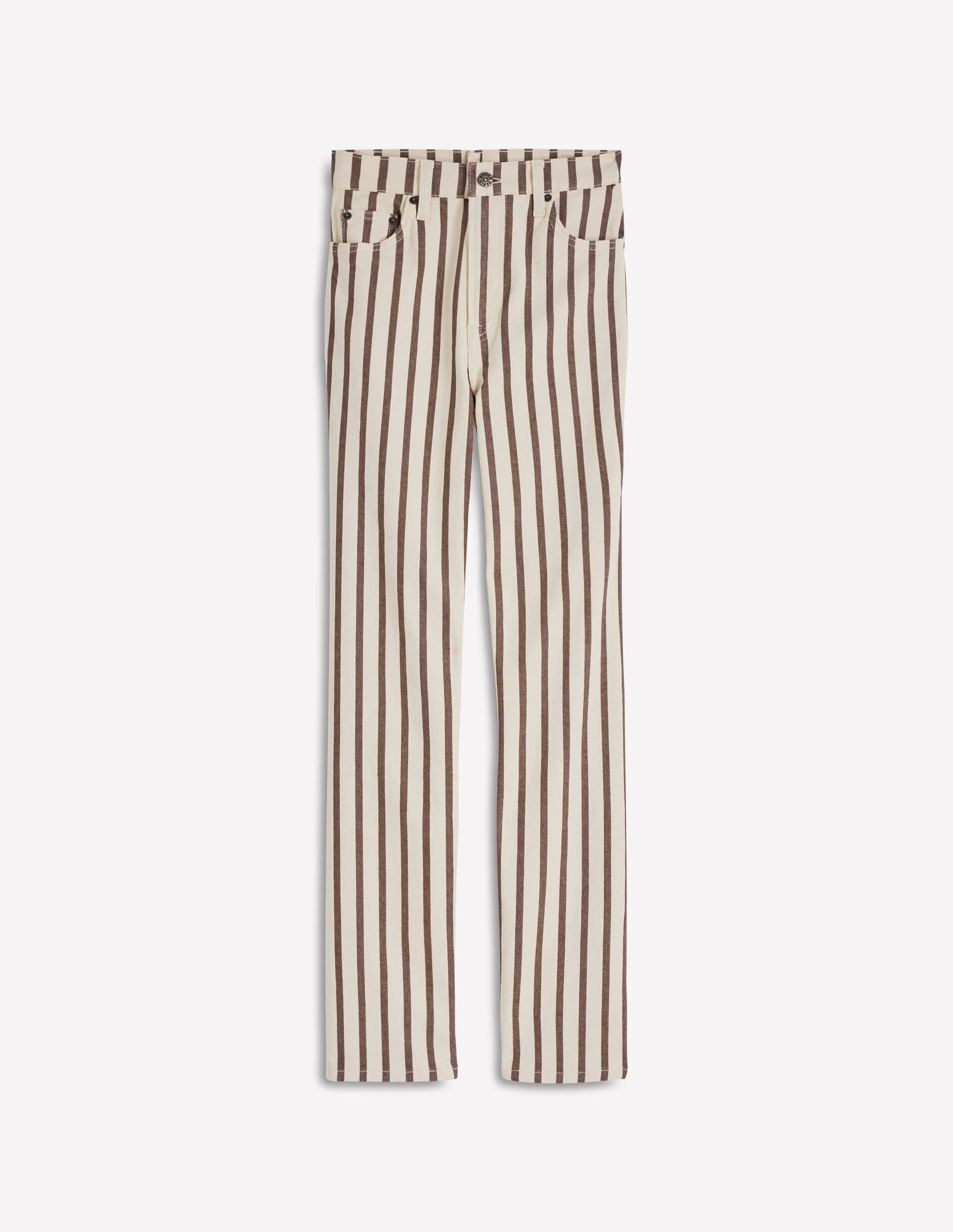 Jeans mit hohem Bund und geradem Bein-Braun Beige Streifen - Image 7
