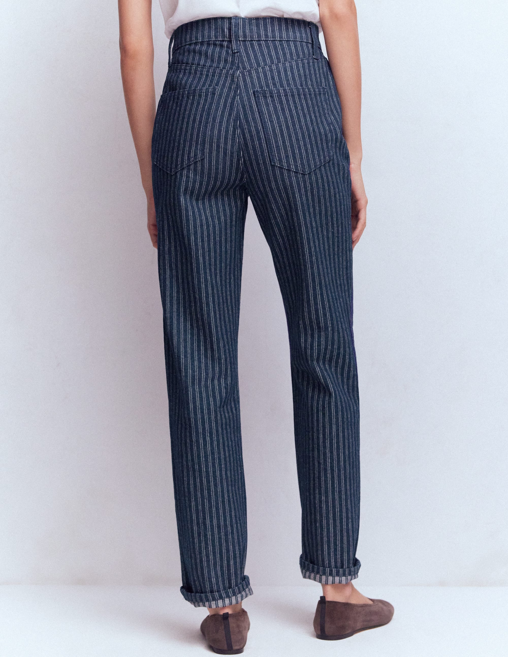 Jeans mit hohem Bund und geradem Bein-Denim Streifen - Image 3