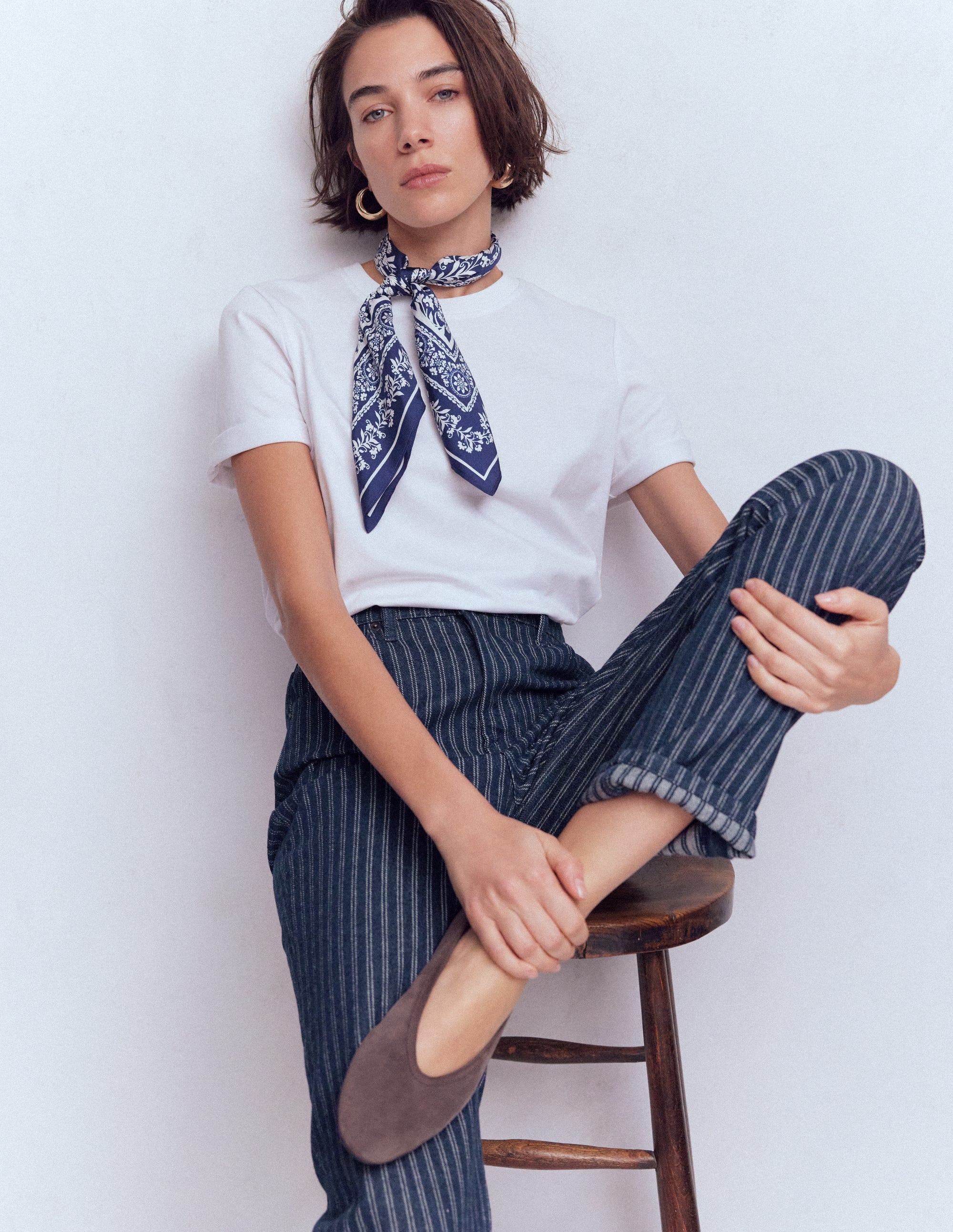 Jeans mit hohem Bund und geradem Bein-Denim Streifen - Image 6