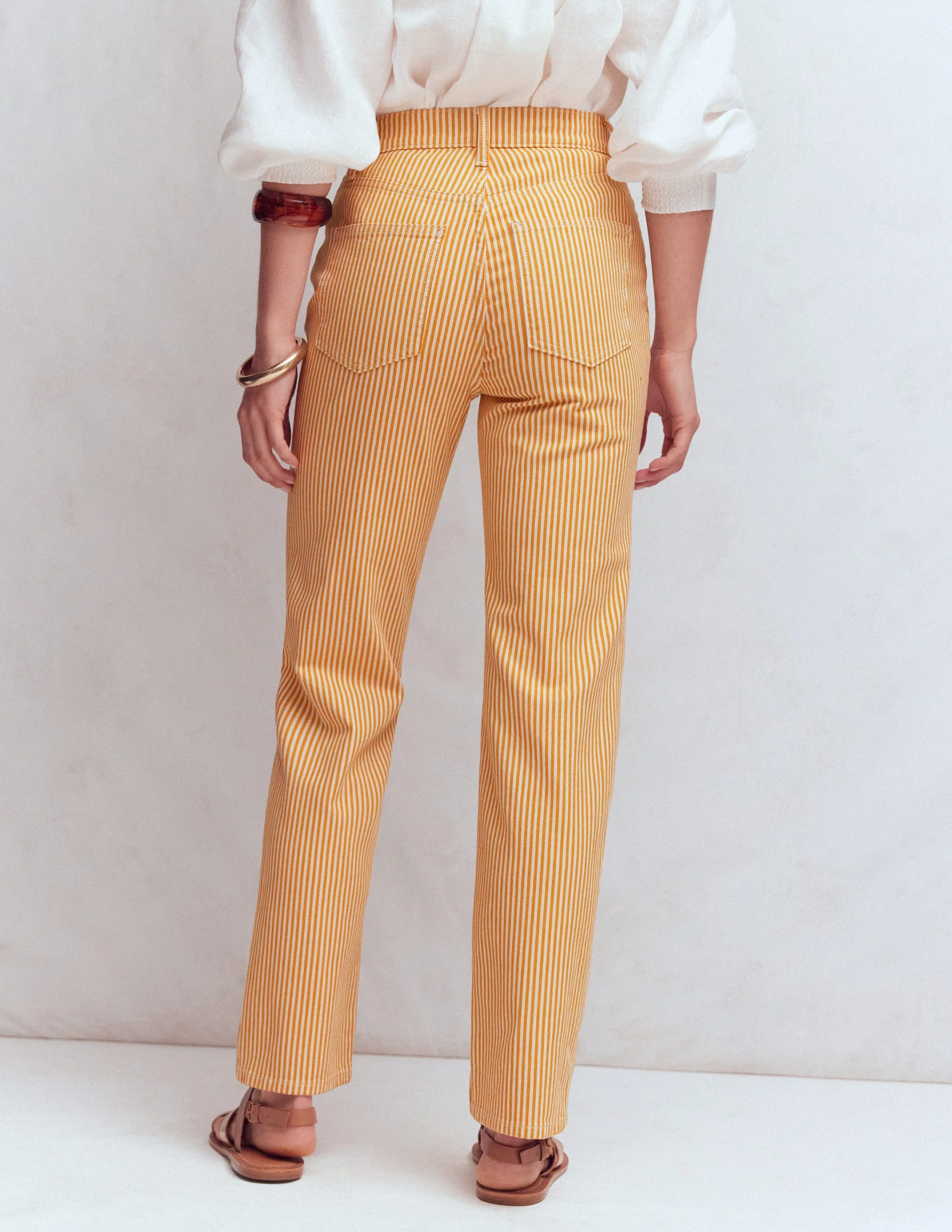 Jeans mit hohem Bund und geradem Bein-Gelb Streifen - Image 3