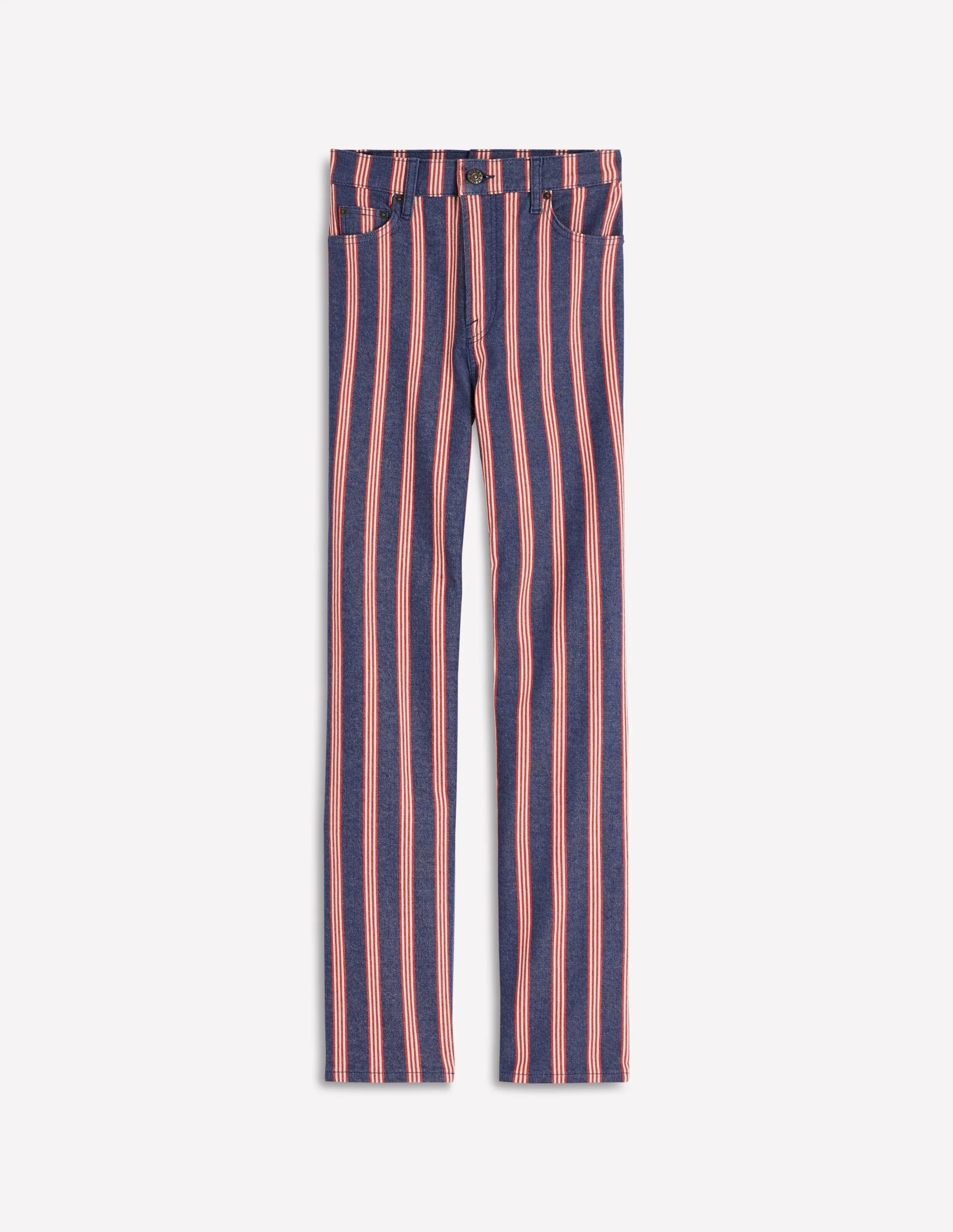Jeans mit hohem Bund und geradem Bein-Marineblau & Rot Streifen - Image 6