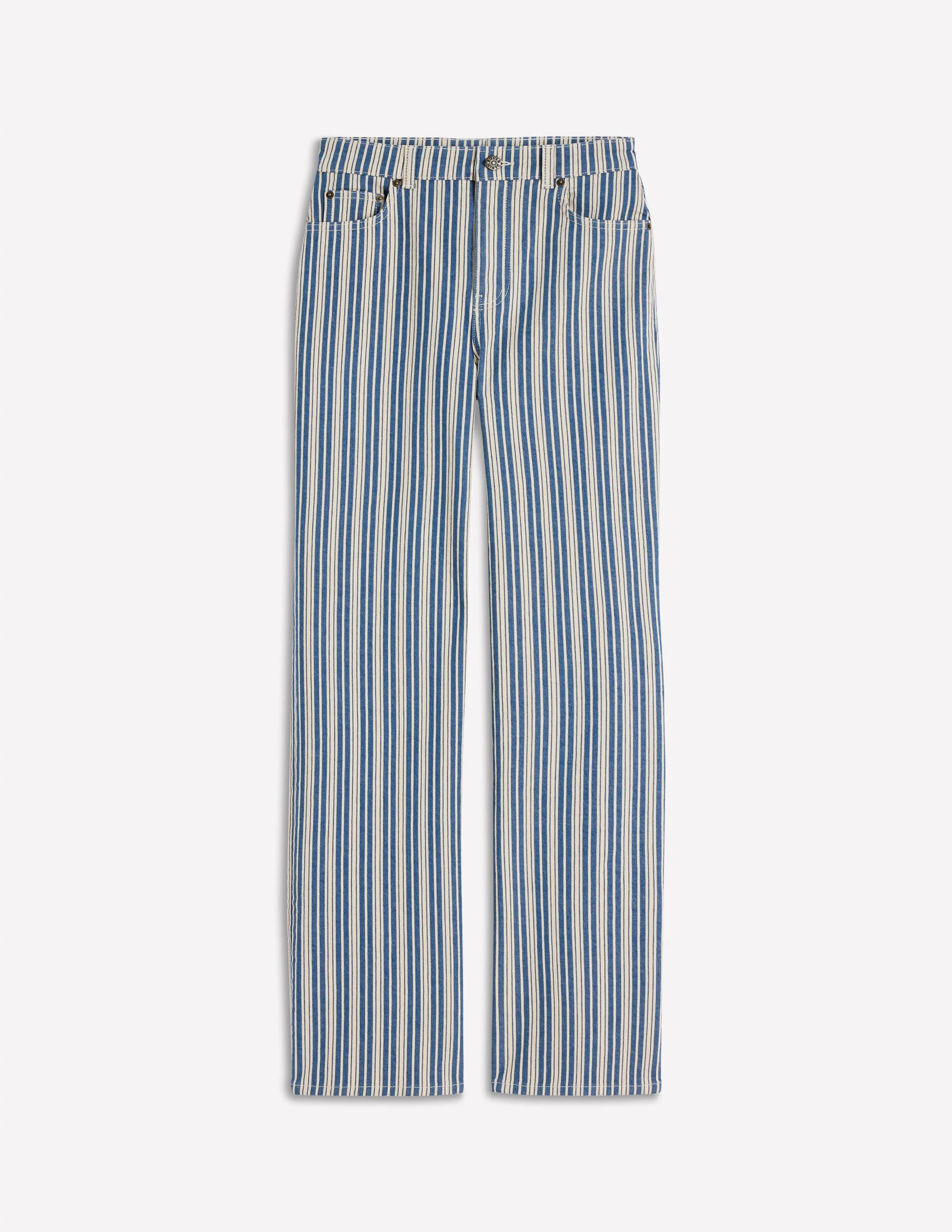 Jeans mit hohem Bund und geradem, weitem Bein-Blau Streifen - Image 7