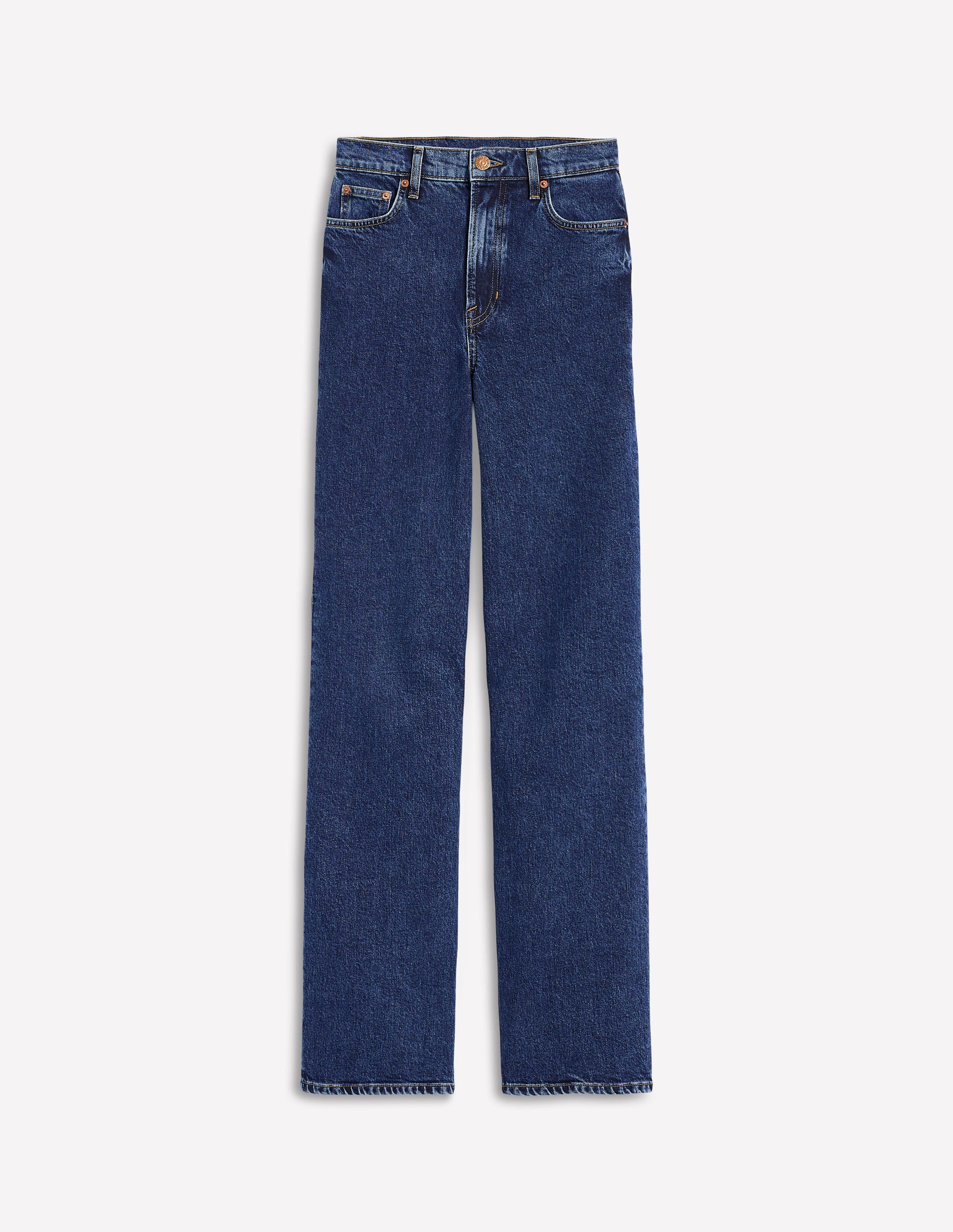 Jeans mit hohem Bund und geradem, weitem Bein-Dunkles Indigo - Image 7