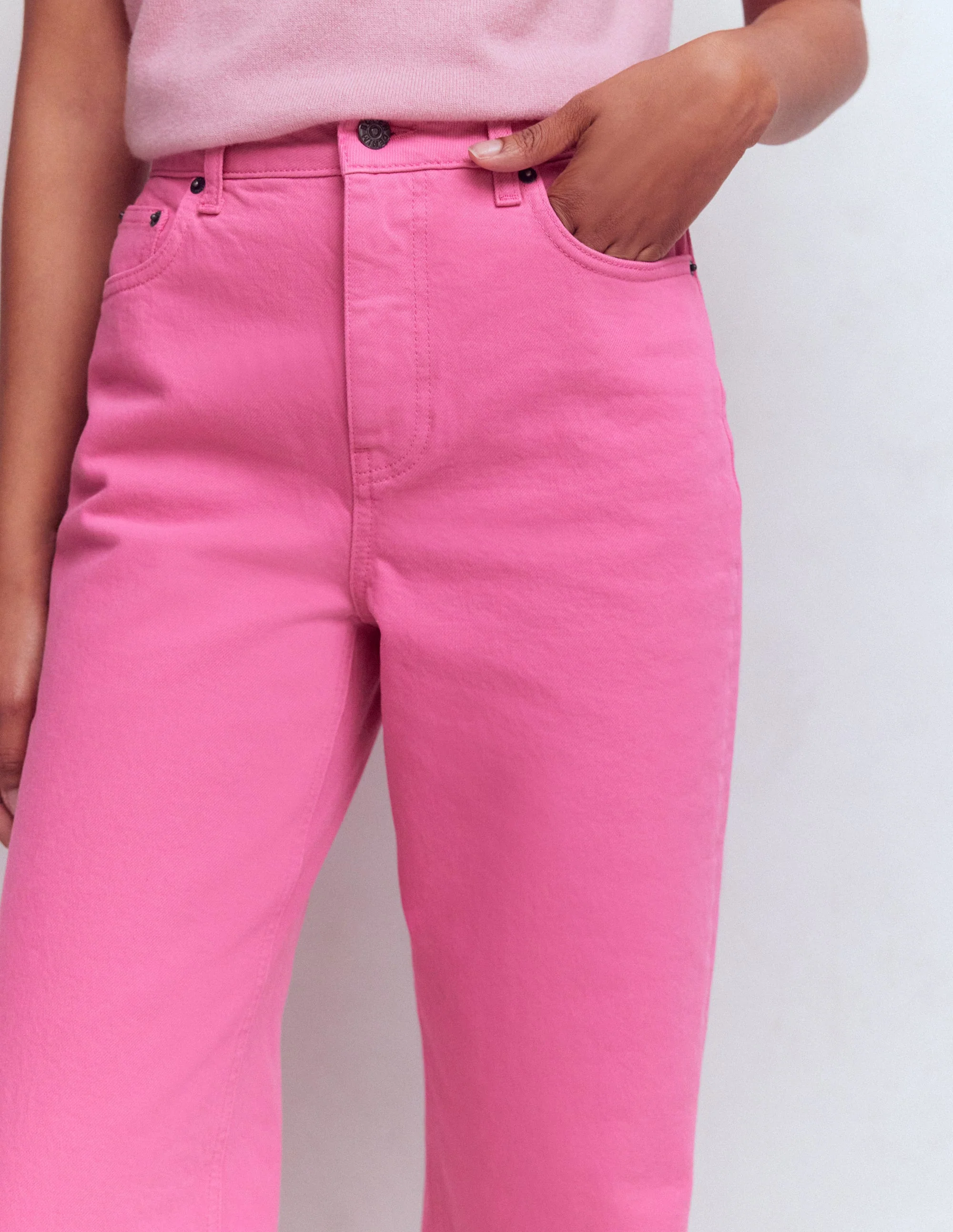 Jeans mit hohem Bund und geradem, weitem Bein-Hellrosa - Image 2