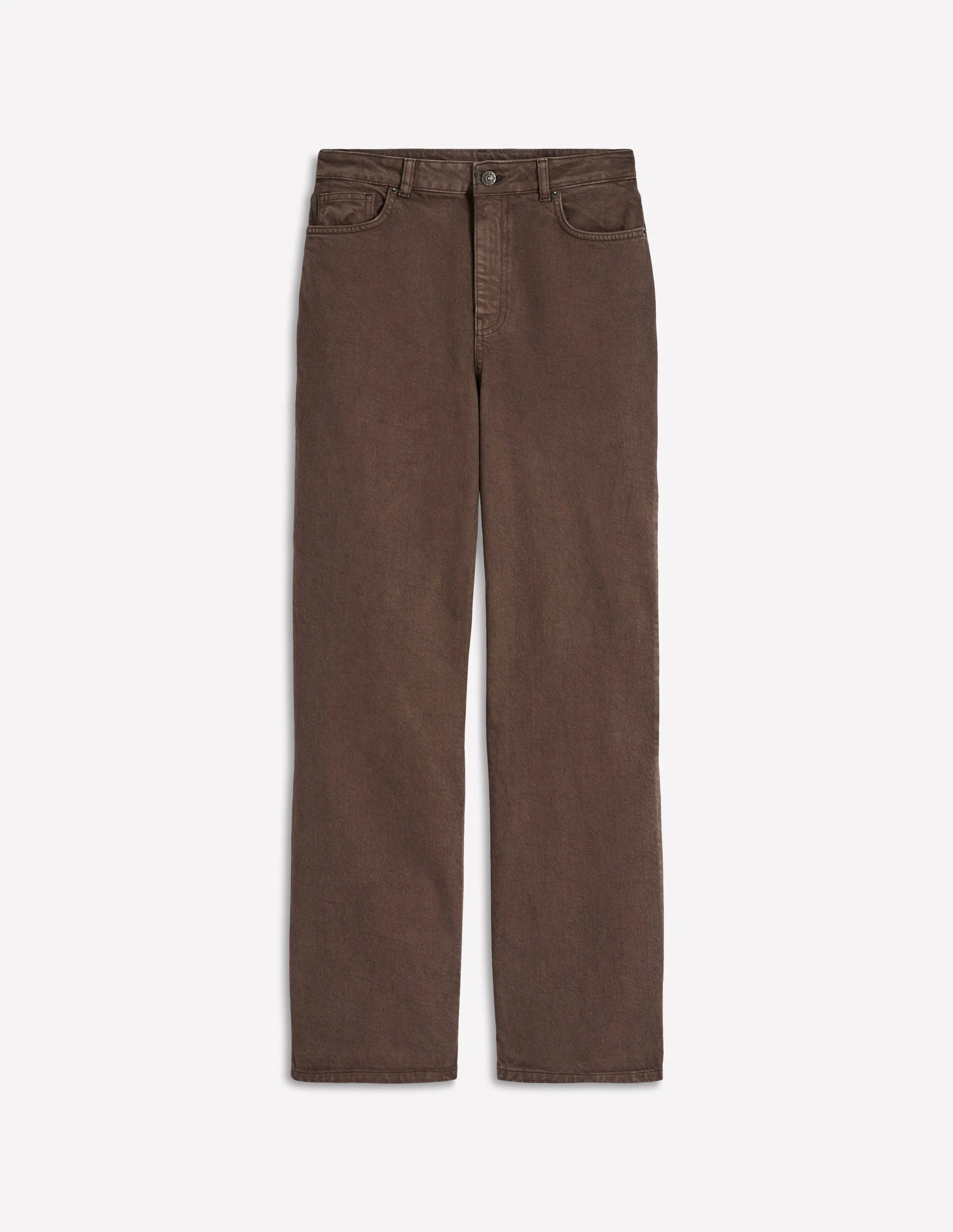Jeans mit hohem Bund und geradem, weitem Bein-Schokoladenbraun - Image 6