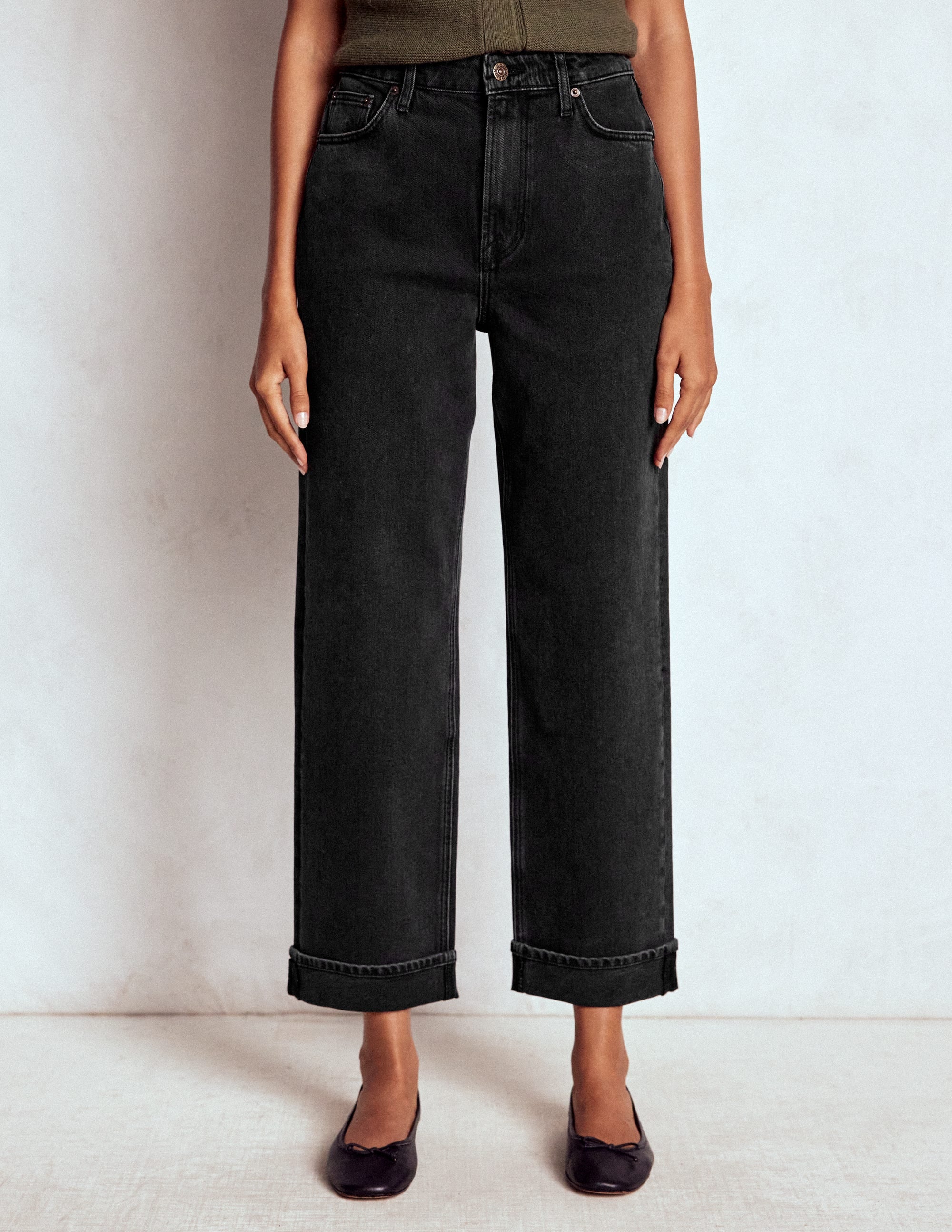 Jeans mit mittelhohem Bund und geradem Bein-Verwaschenes Schwarz - Image 4