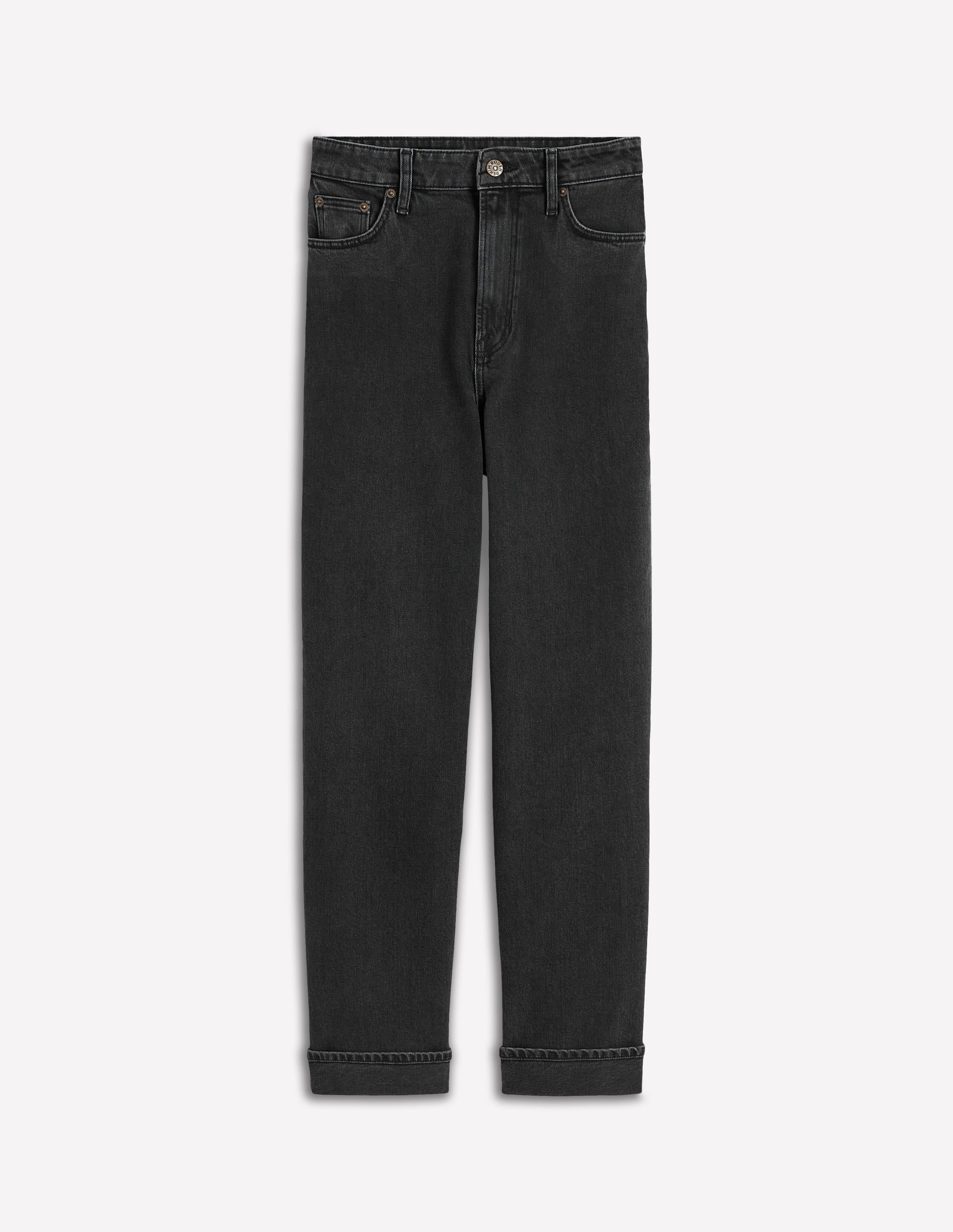 Jeans mit mittelhohem Bund und geradem Bein-Verwaschenes Schwarz - Image 6