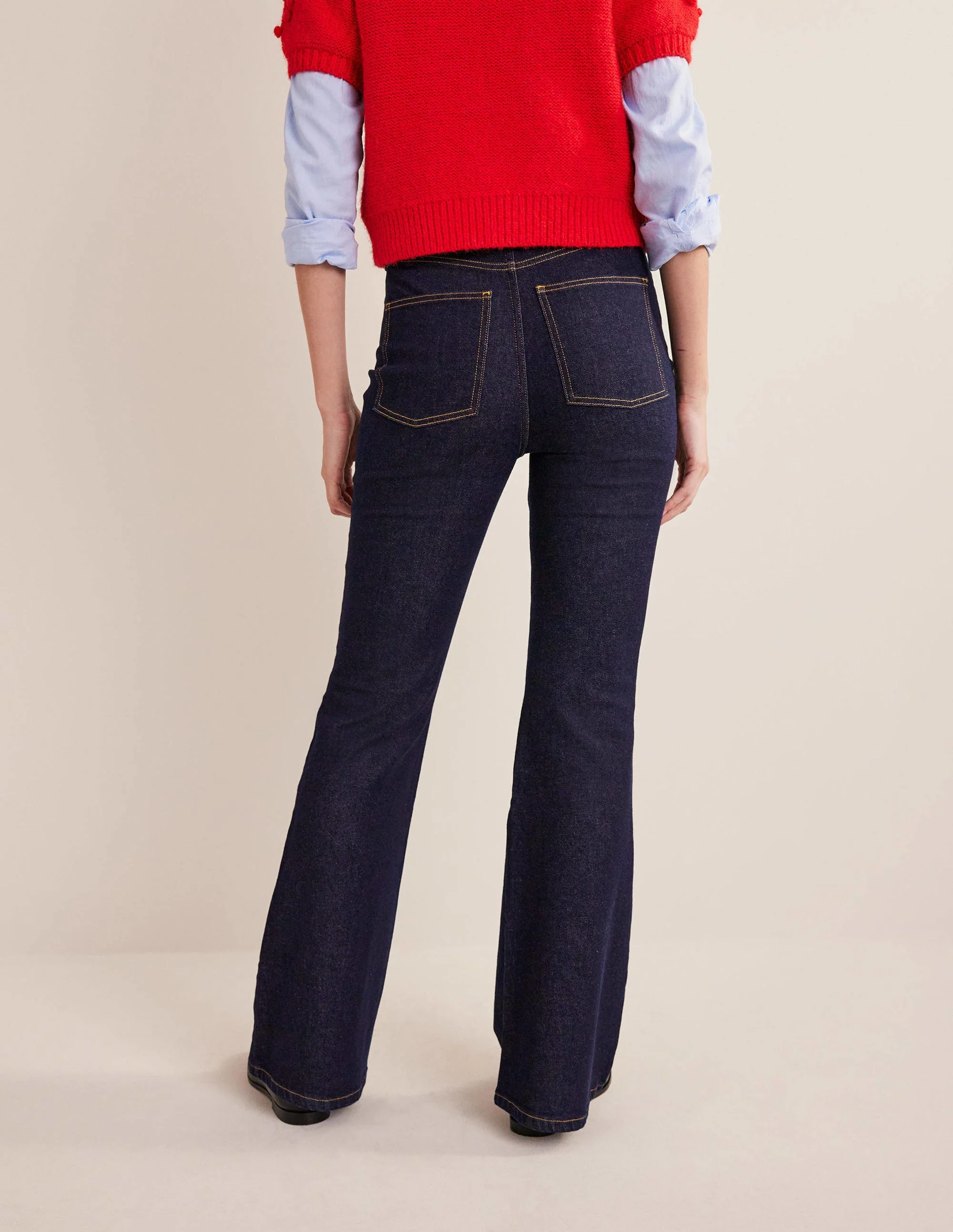 Jeans mit Schlag und hoher Taille-Indigoblau - Image 5