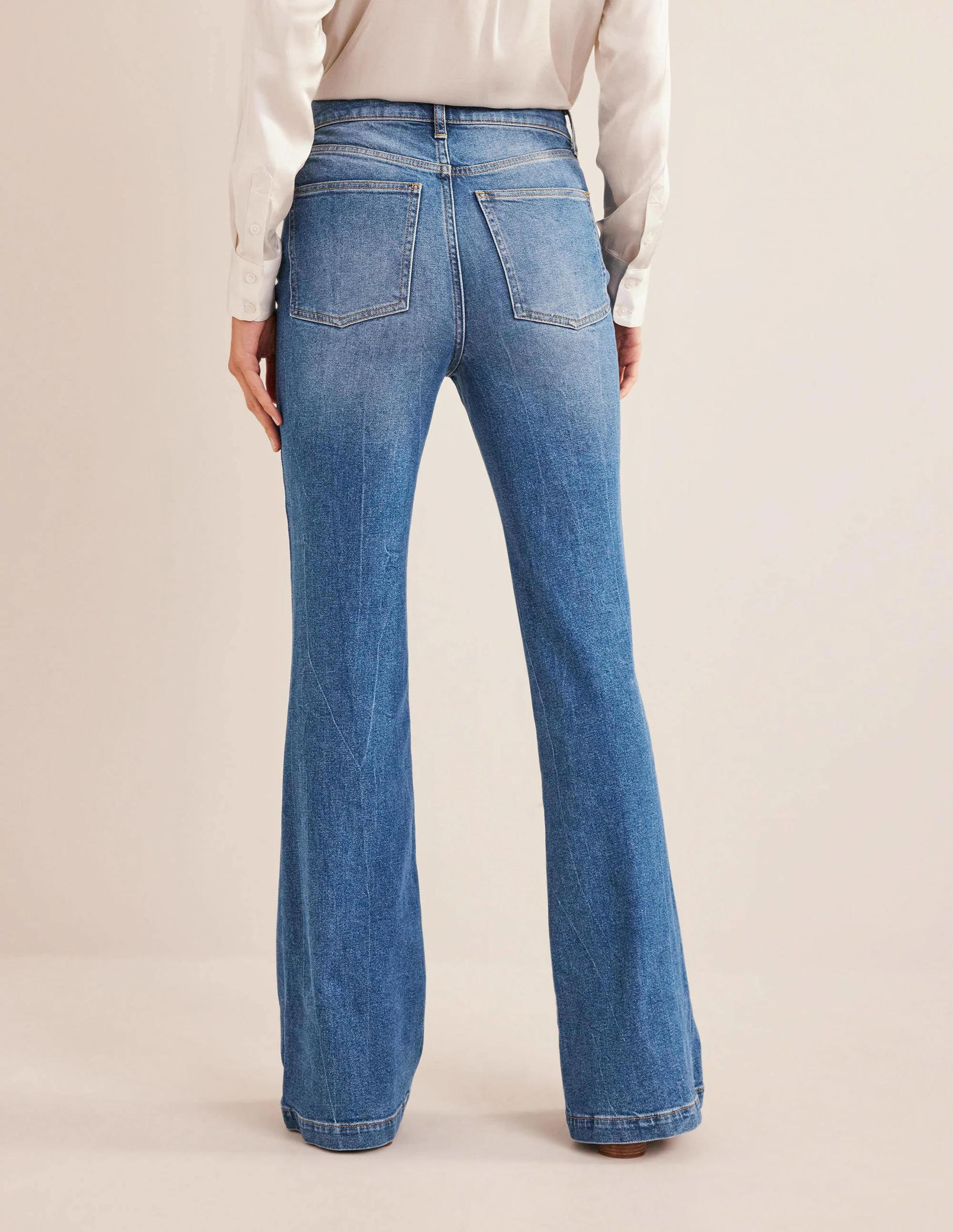 Jeans mit Schlag und hoher Taille-Mittleres Vintageblau - Image 3