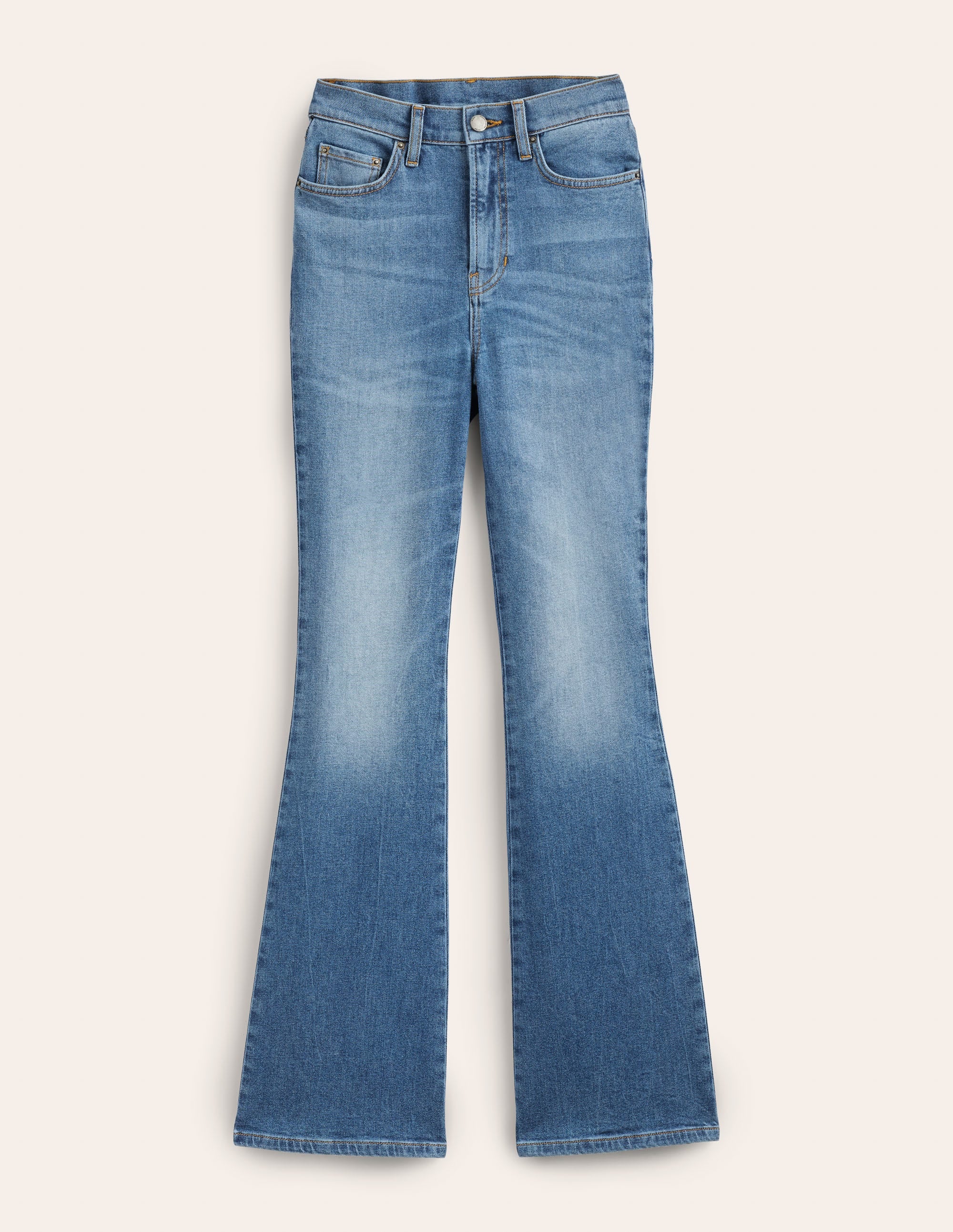 Jeans mit Schlag und hoher Taille-Mittleres Vintageblau - Image 7