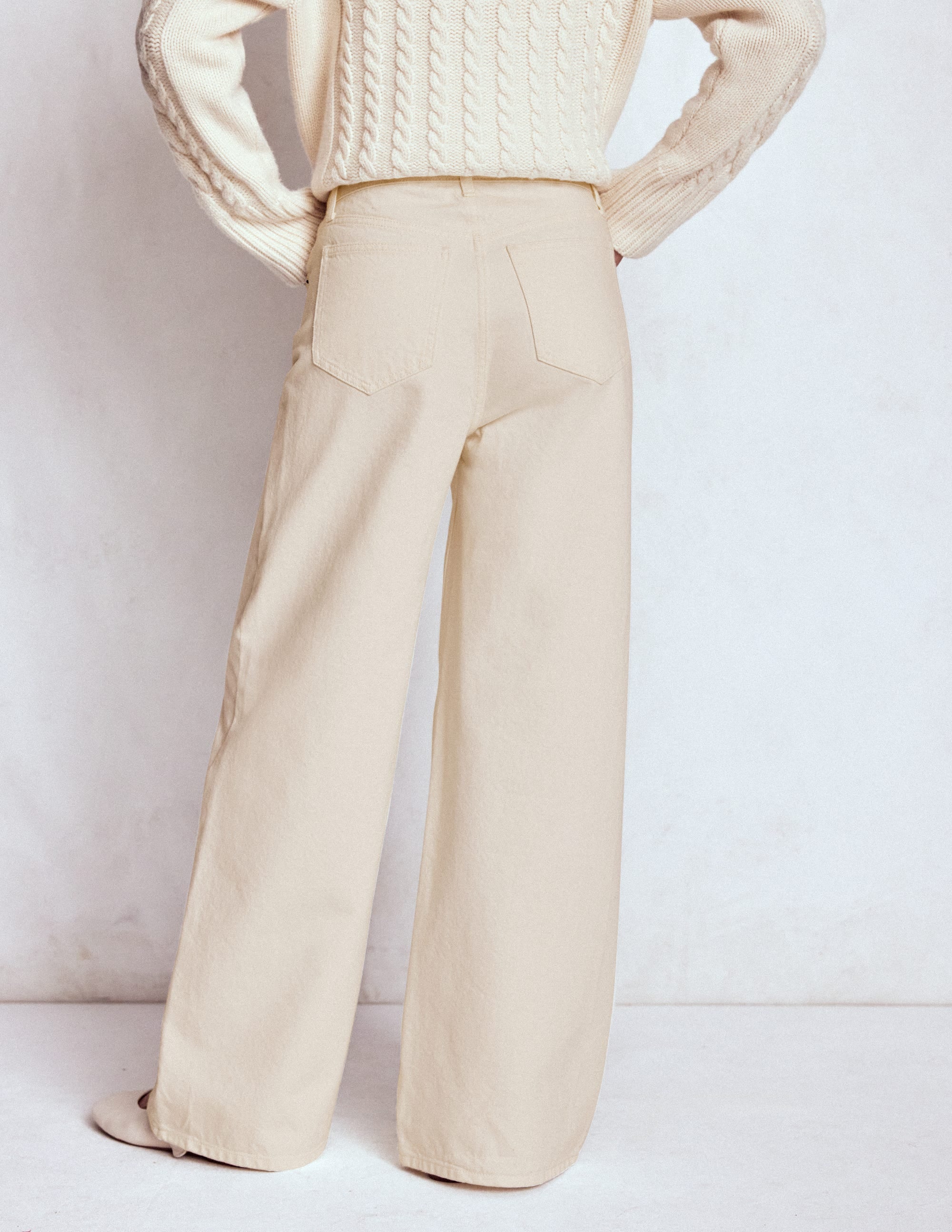 Jeans mit weitem Bein-Beige - Image 3