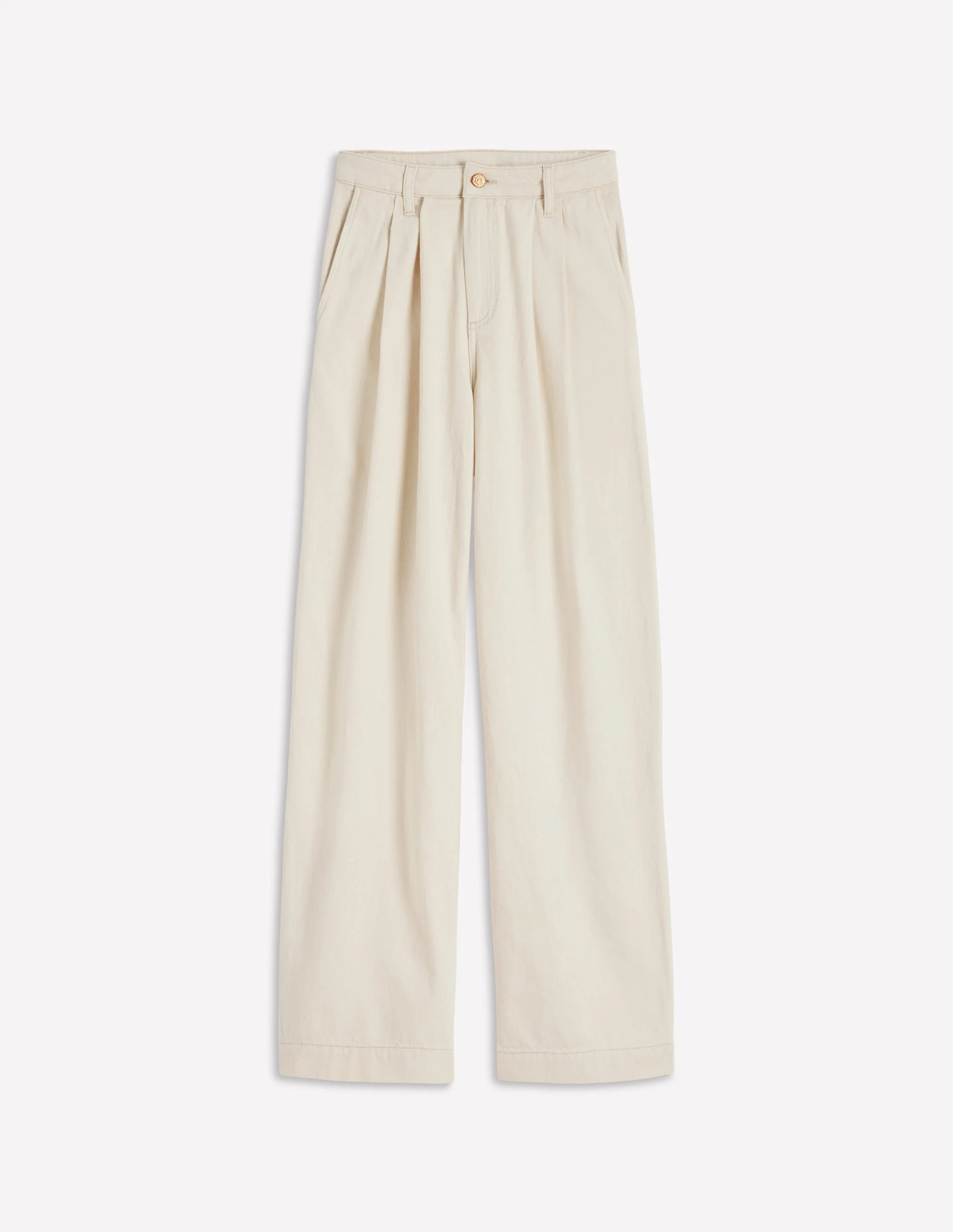 Jeans mit weitem Bein und Faltendetail-Beige - Image 7