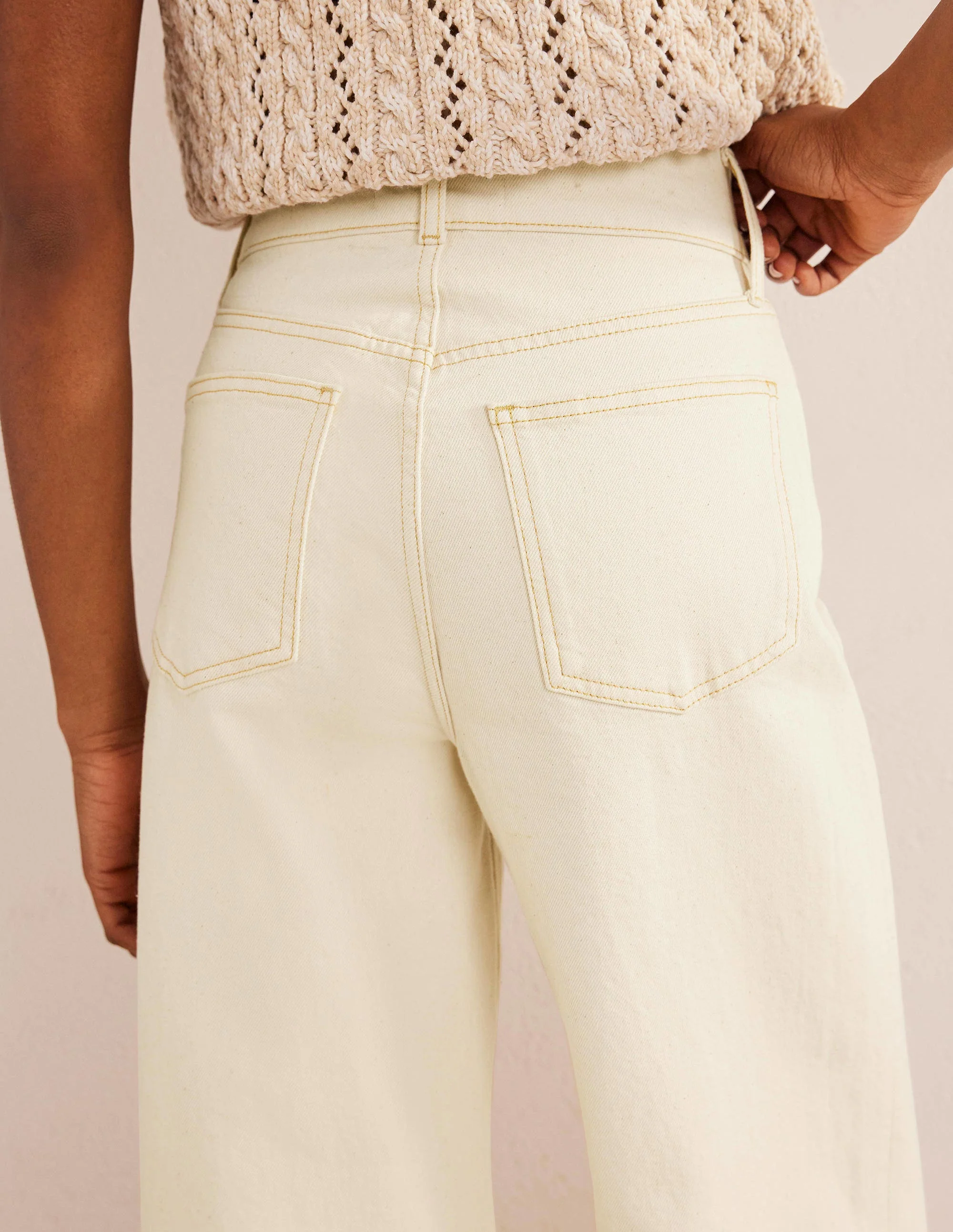 Jeans mit weitem Bein und ultrahoher Taille-Ecru - Image 2