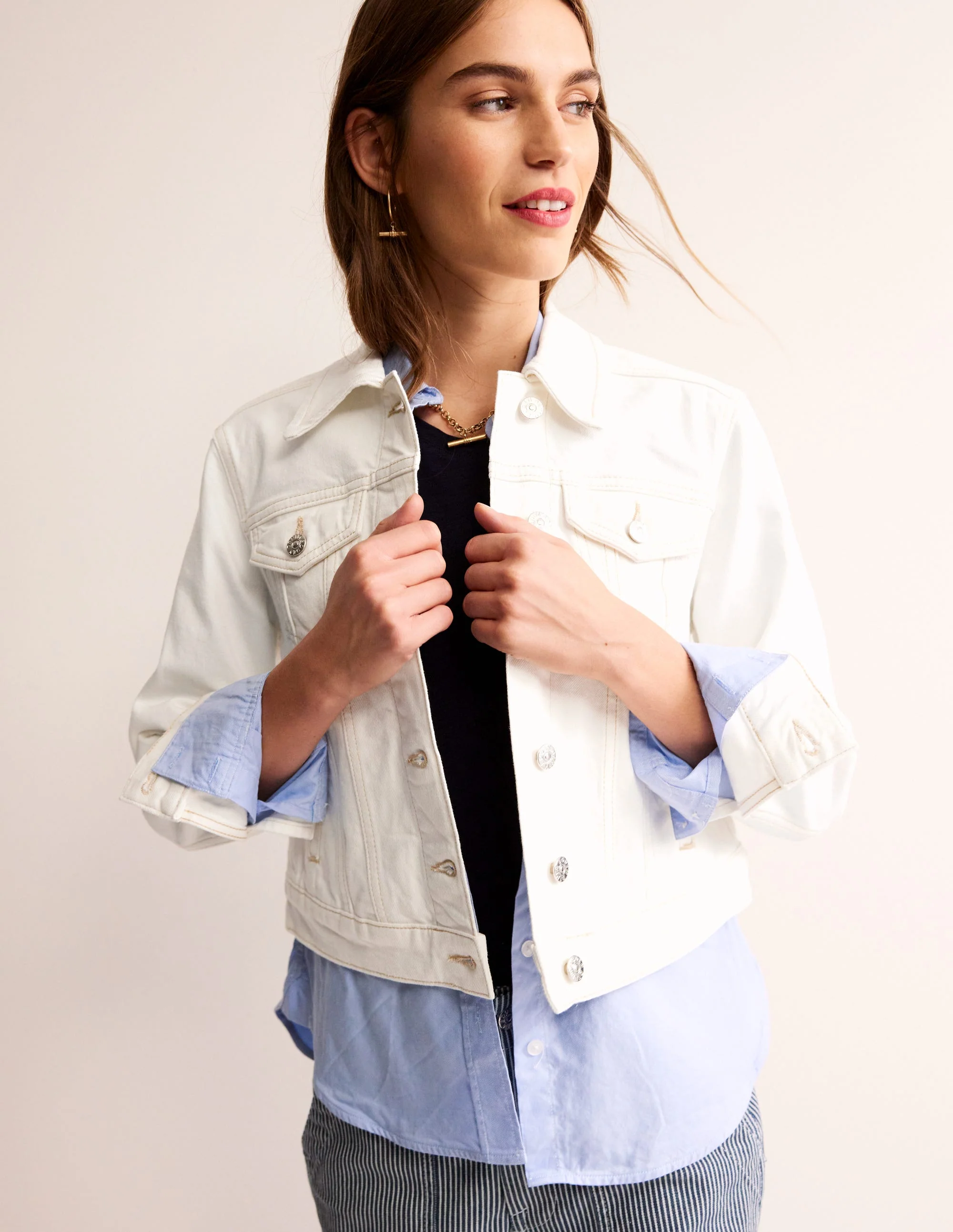 Jeansjacke-Beige - Image 4