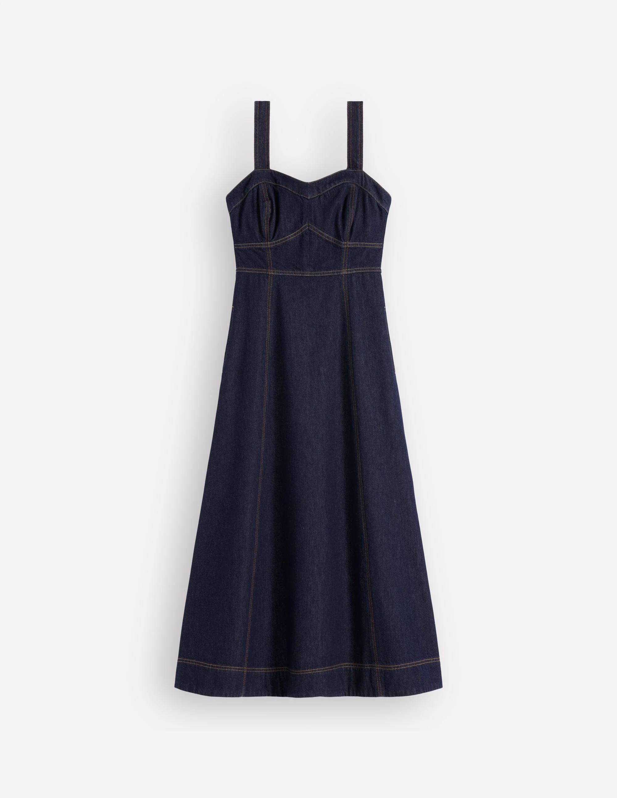 Jeanskleid mit Einsätzen am Oberteil-Indigo - Image 7