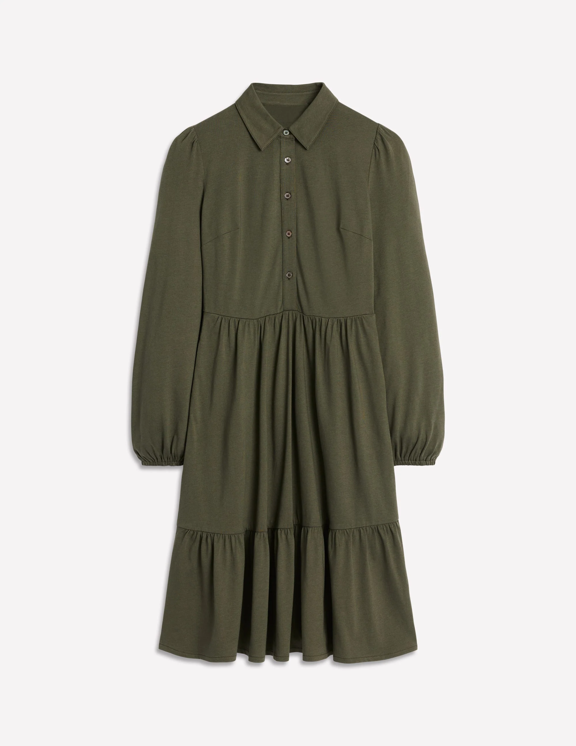 Jemima Gestuftes Jerseykleid-Blasses Khaki - Image 5