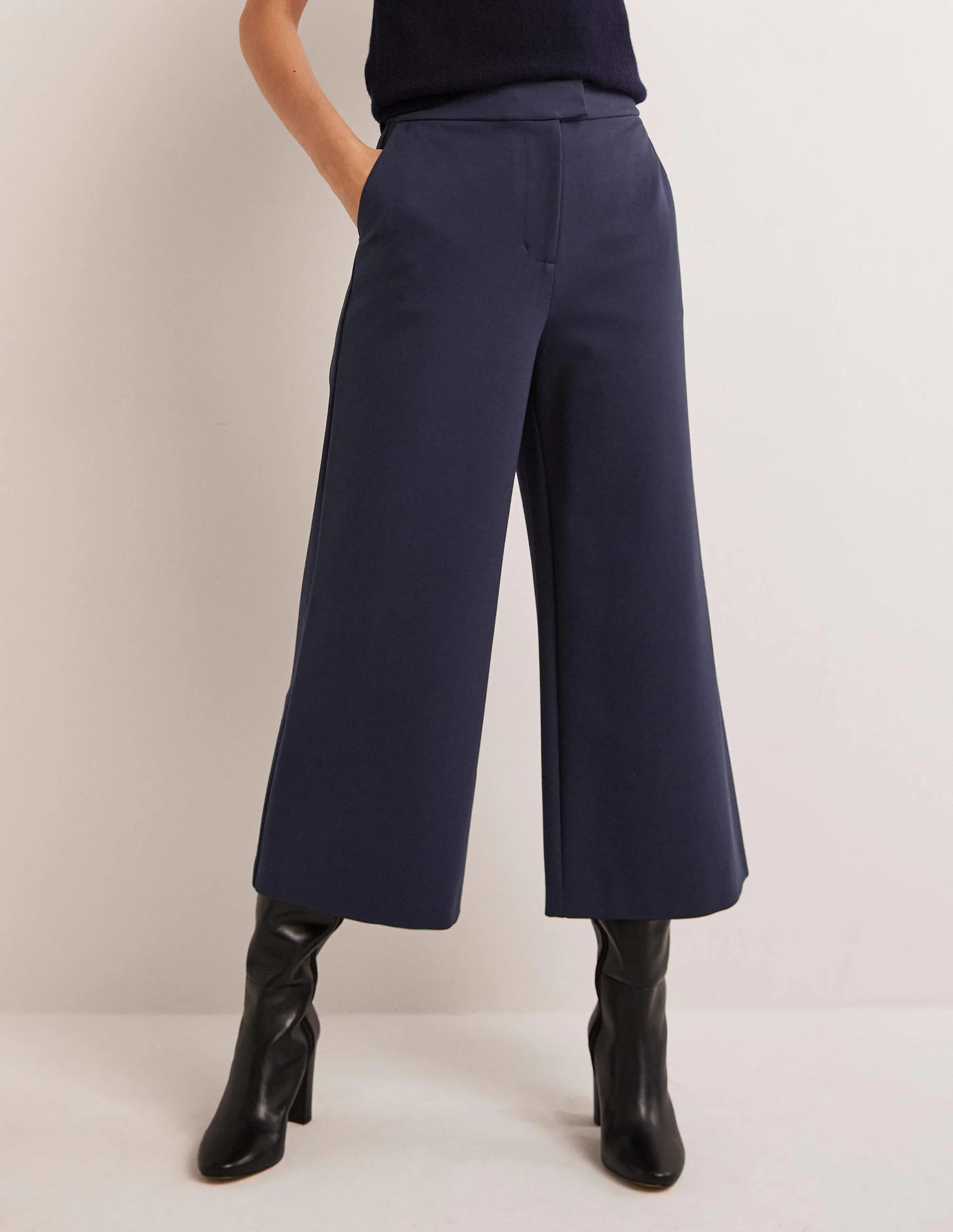 Jersey-Culotte mit weitem Bein-Marineblau - Image 4