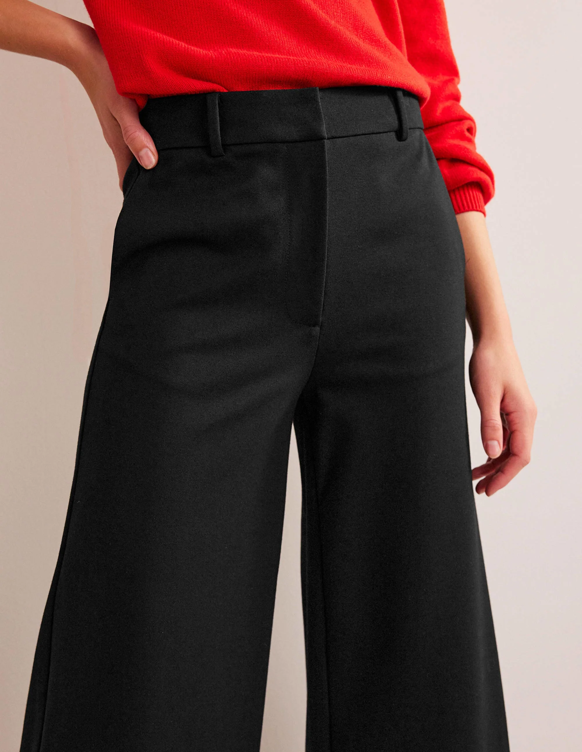 Jersey-Culotte mit weitem Bein-Schwarz - Image 2