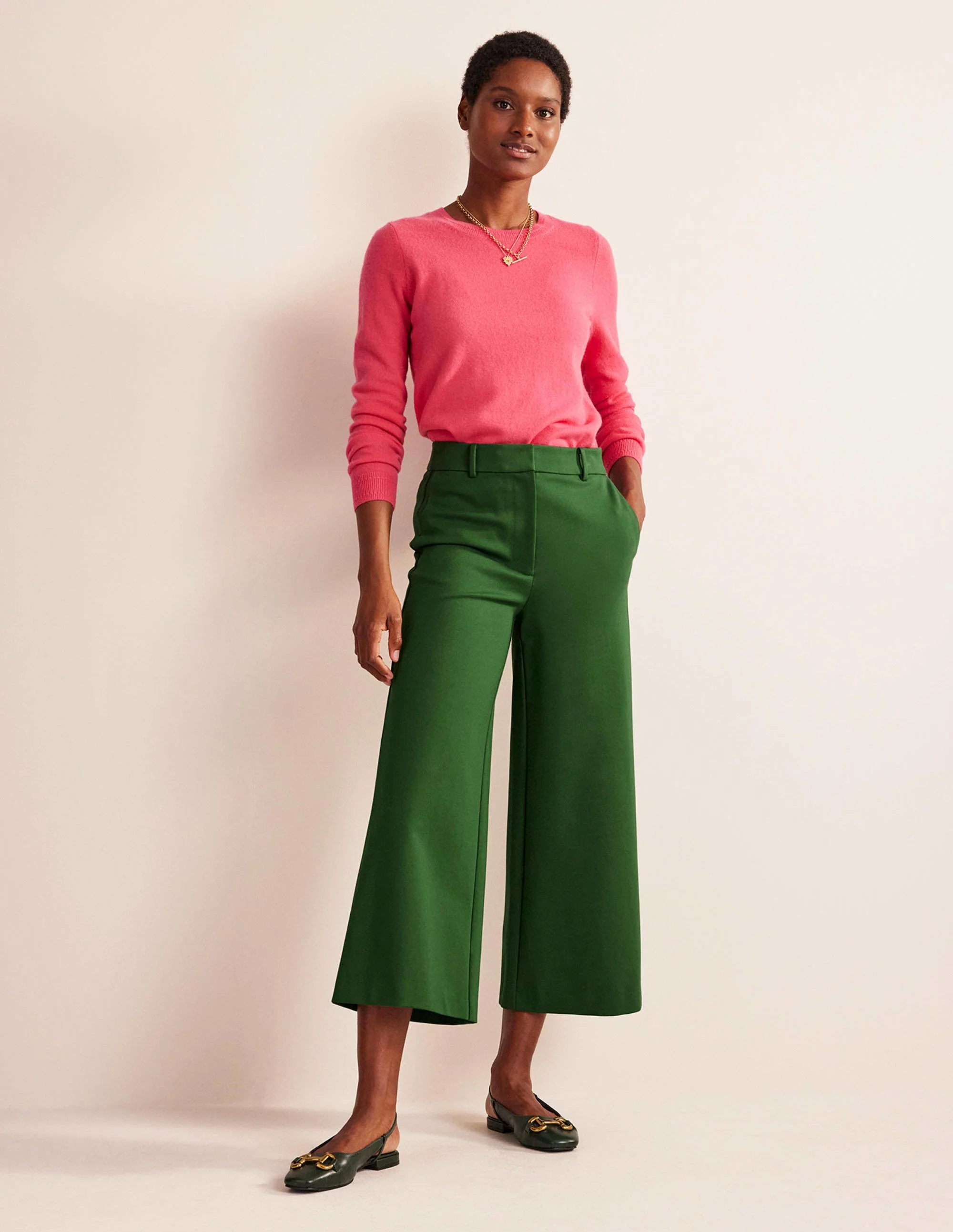 Jersey-Culotte mit weitem Bein-Wintergrün