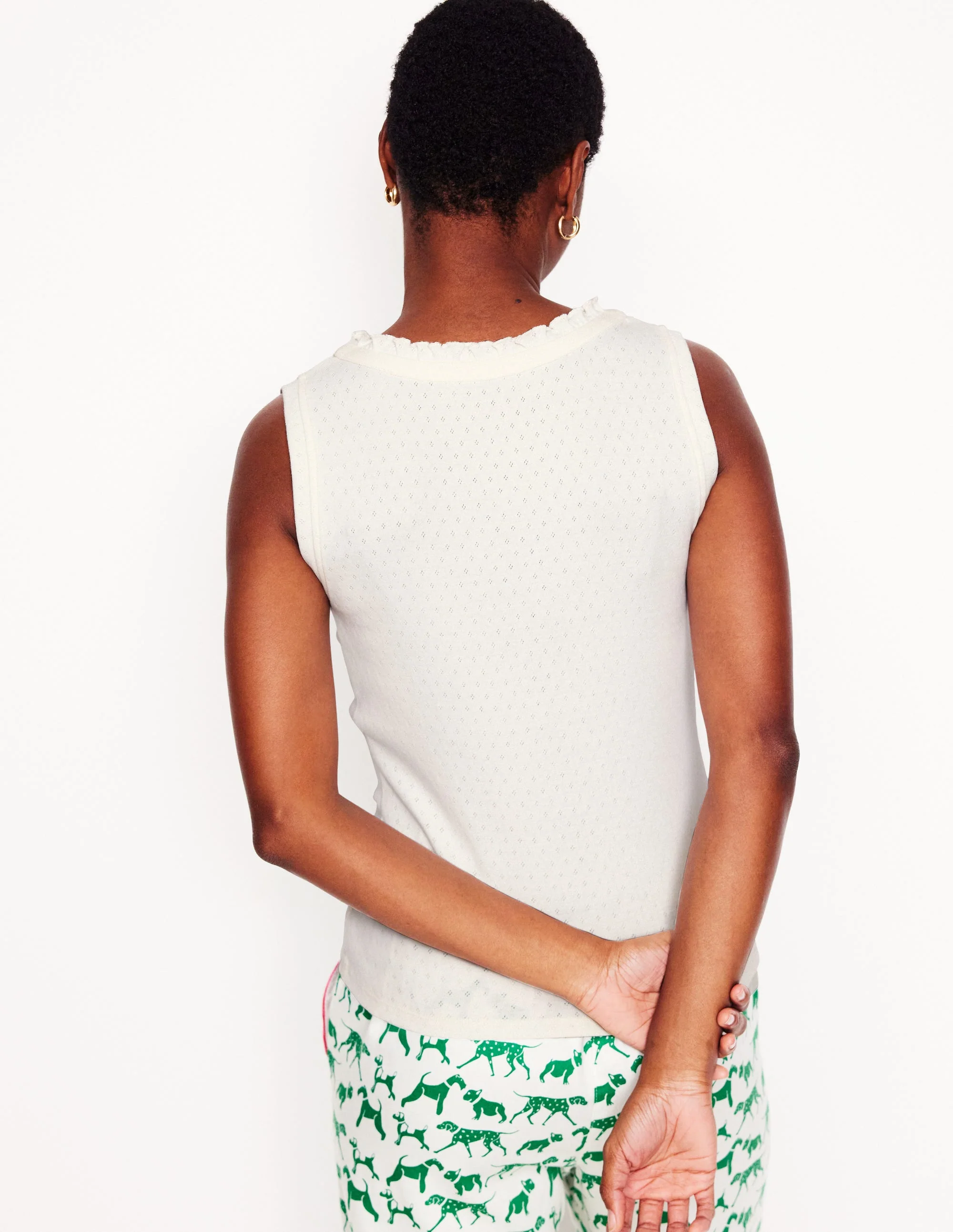 Jersey Henley-Schlafanzugoberteil-Ivory and Navy Spot - Image 3