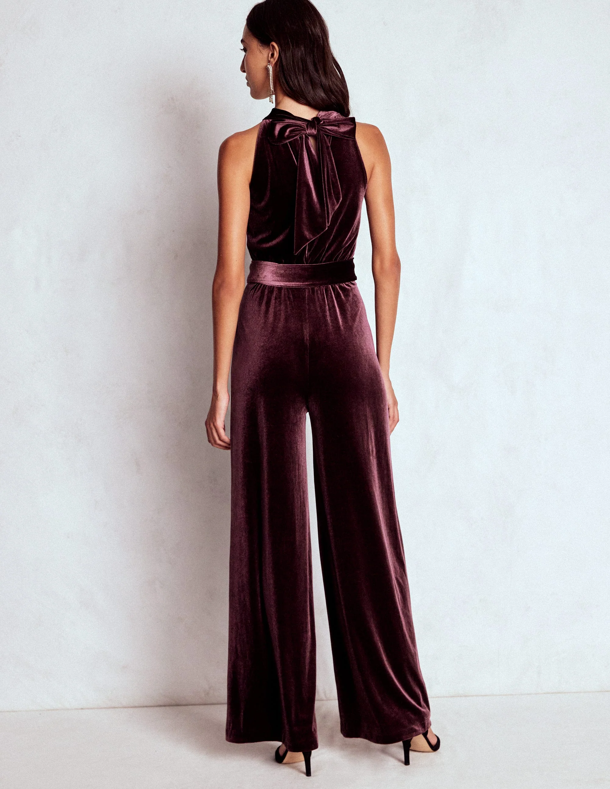 Jersey-Jumpsuit mit Neckholder-Dunkle Kirsche - Image 3
