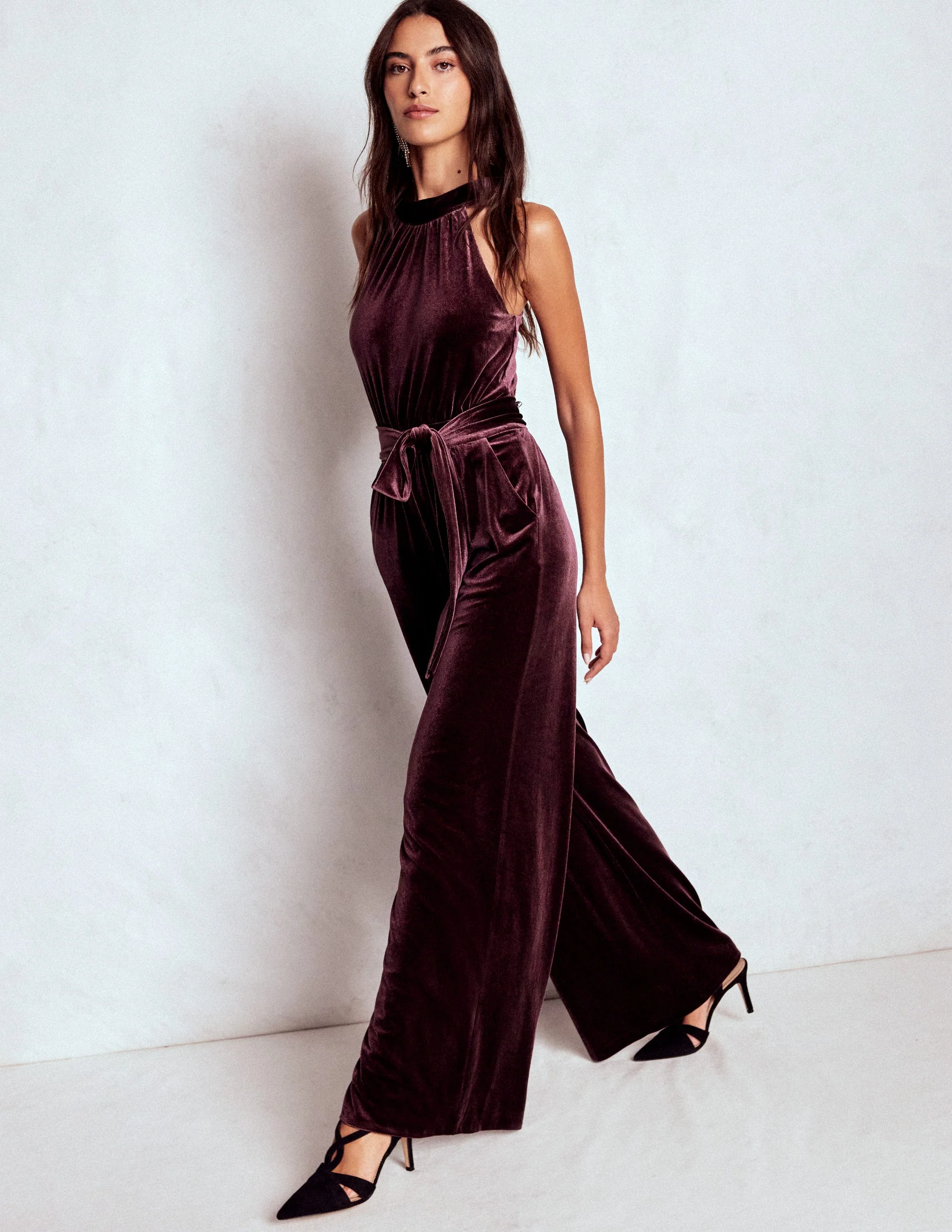 Jersey-Jumpsuit mit Neckholder-Dunkle Kirsche - Image 4
