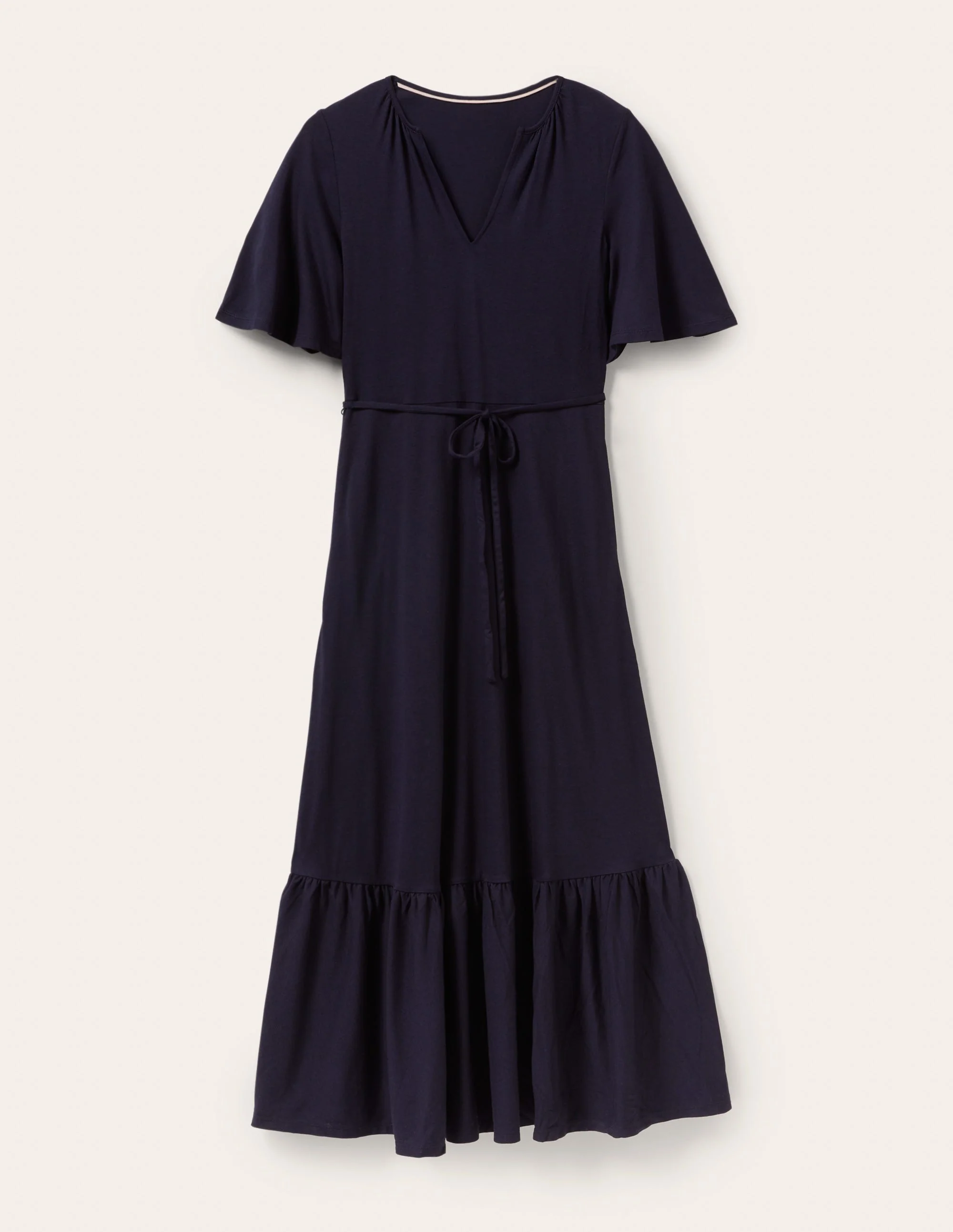 Jersey-Maxikleid mit gekerbtem Ausschnitt-Marineblau - Image 6